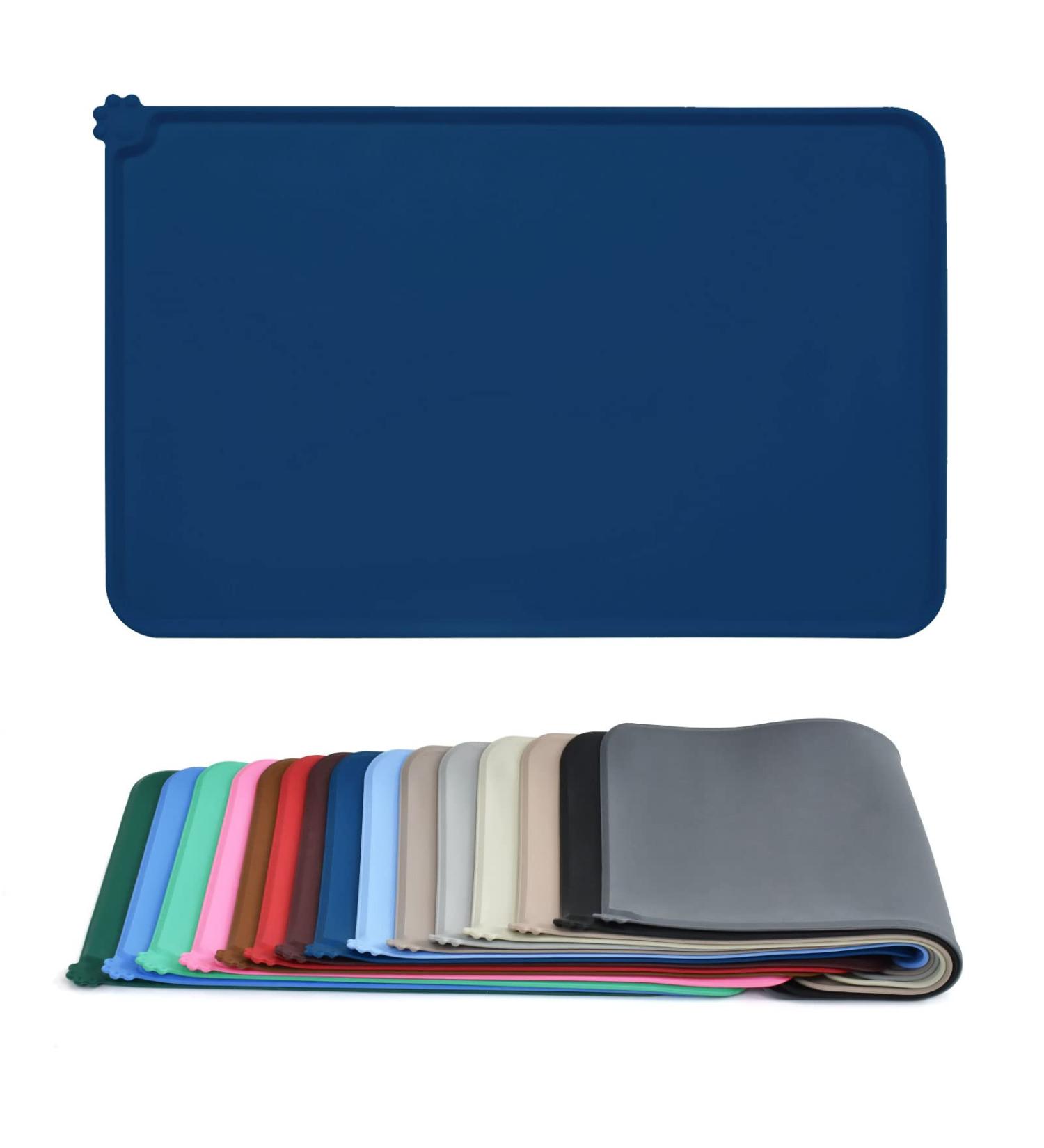 Audwud Silicone Waterproof Pet Feeding Mat 53x38 cm - Anti-Slip Dog & Cat Bowl Mat in Marine Blue | International Shipping - Buy Online on GoSupps.com