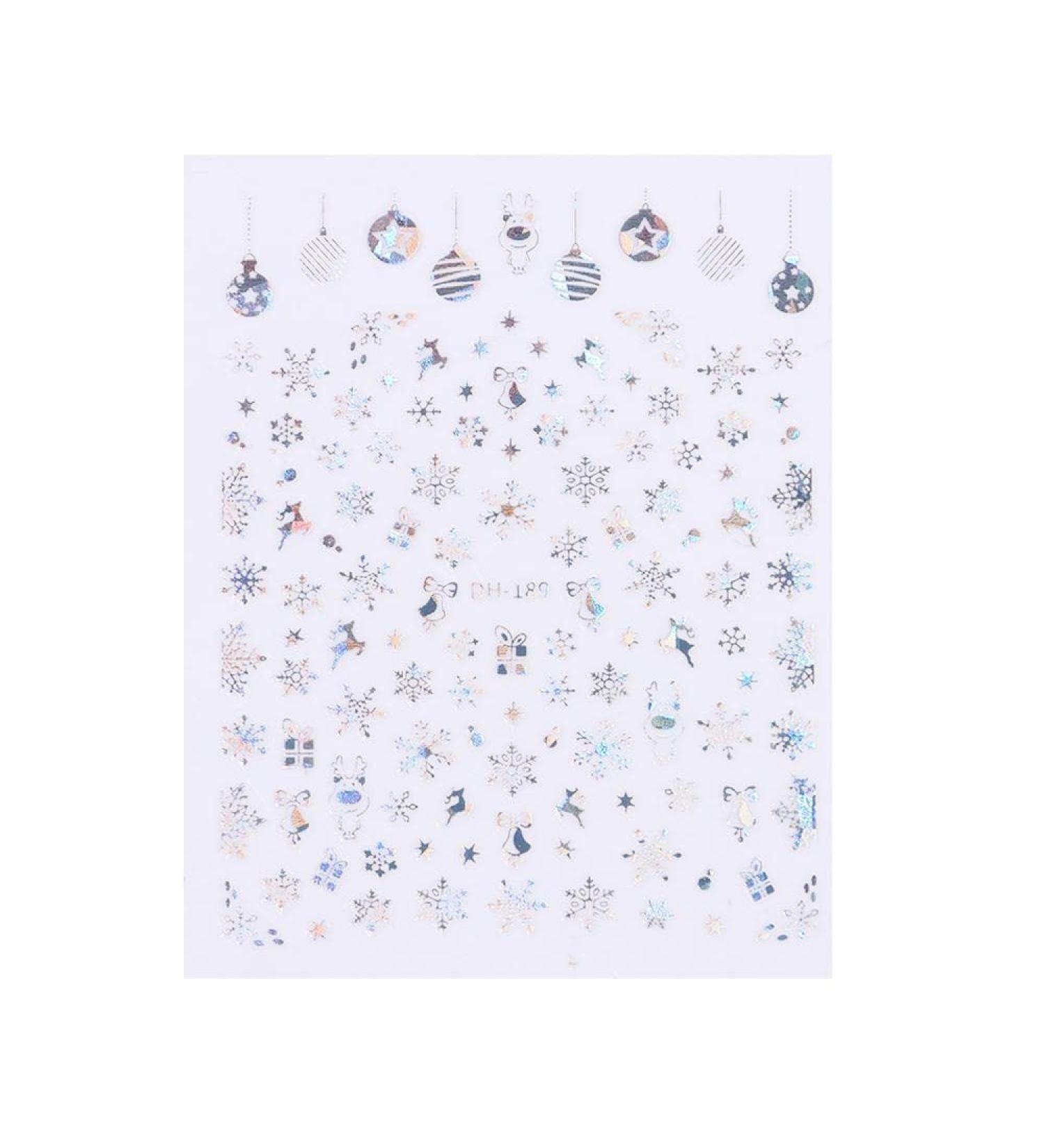 3D Snowflake Christmas Silver Nail Art Stickers Self Adhesive Manicure Decor Transfer Decals(189) Style189 - Buy Online on GoSupps.com