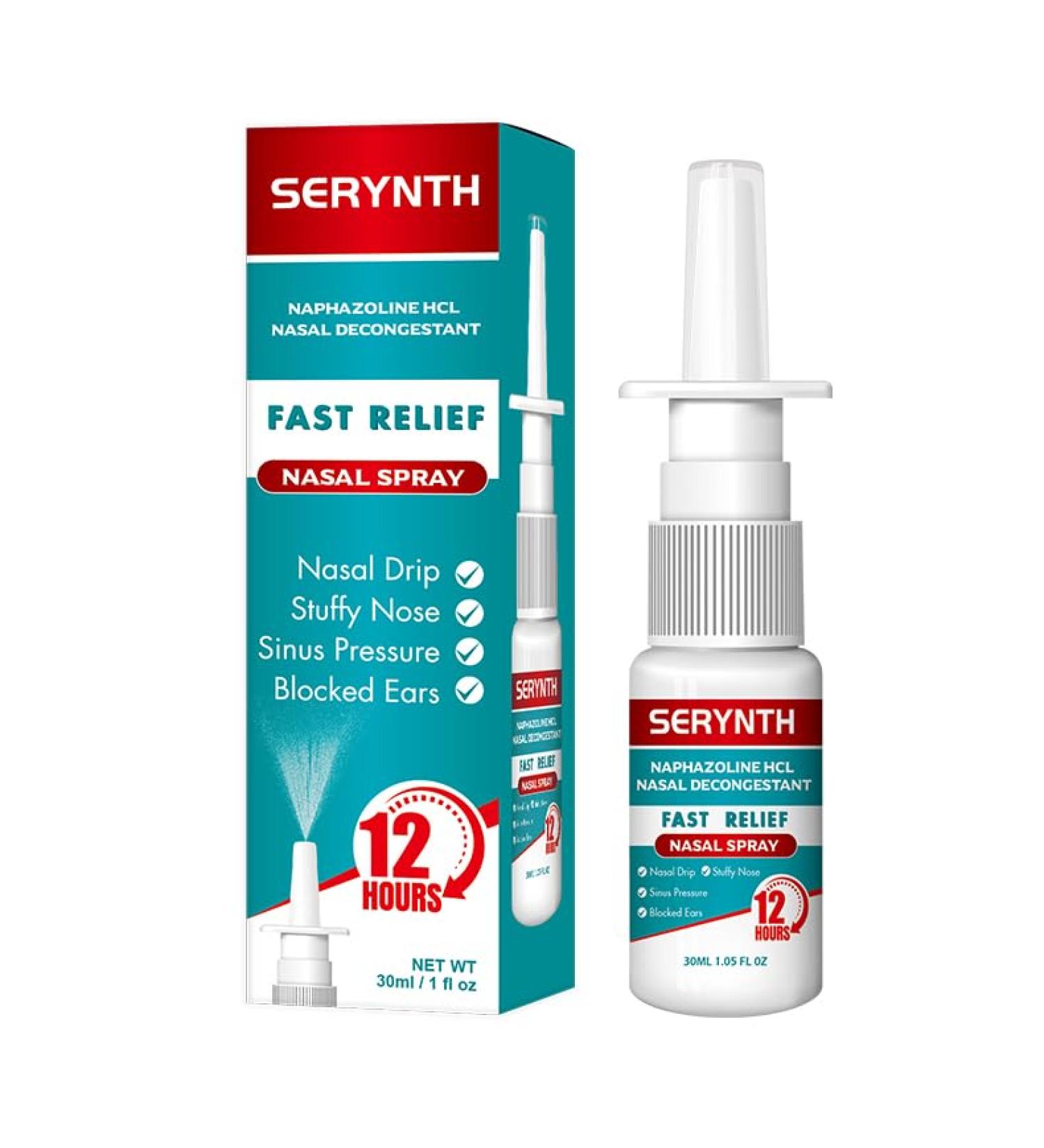 Nasal Spray with Naphazoline HCL Decongestant, Strength 12 Hour Over-The-Counter Medication Nose Spray for Sinus Relief, Nasal Decongestants for Adults & Sinus Congestion, Cooling Menthol, 1 fl oz - Buy Online on GoSupps.com