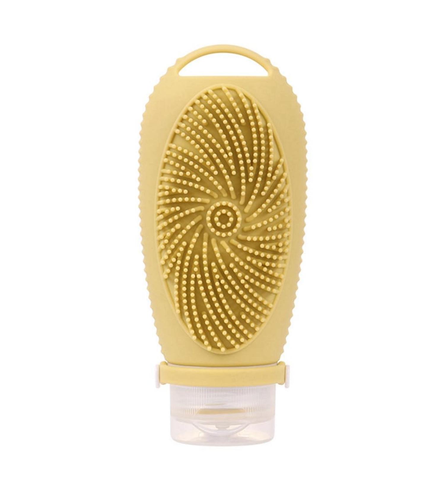 AuntYou Silicone Travel Refillable Bottle Set with Cleansing Brush - Portable Shampoo and Lotion Containers A Grayish Yellow - Buy Online on GoSupps.com