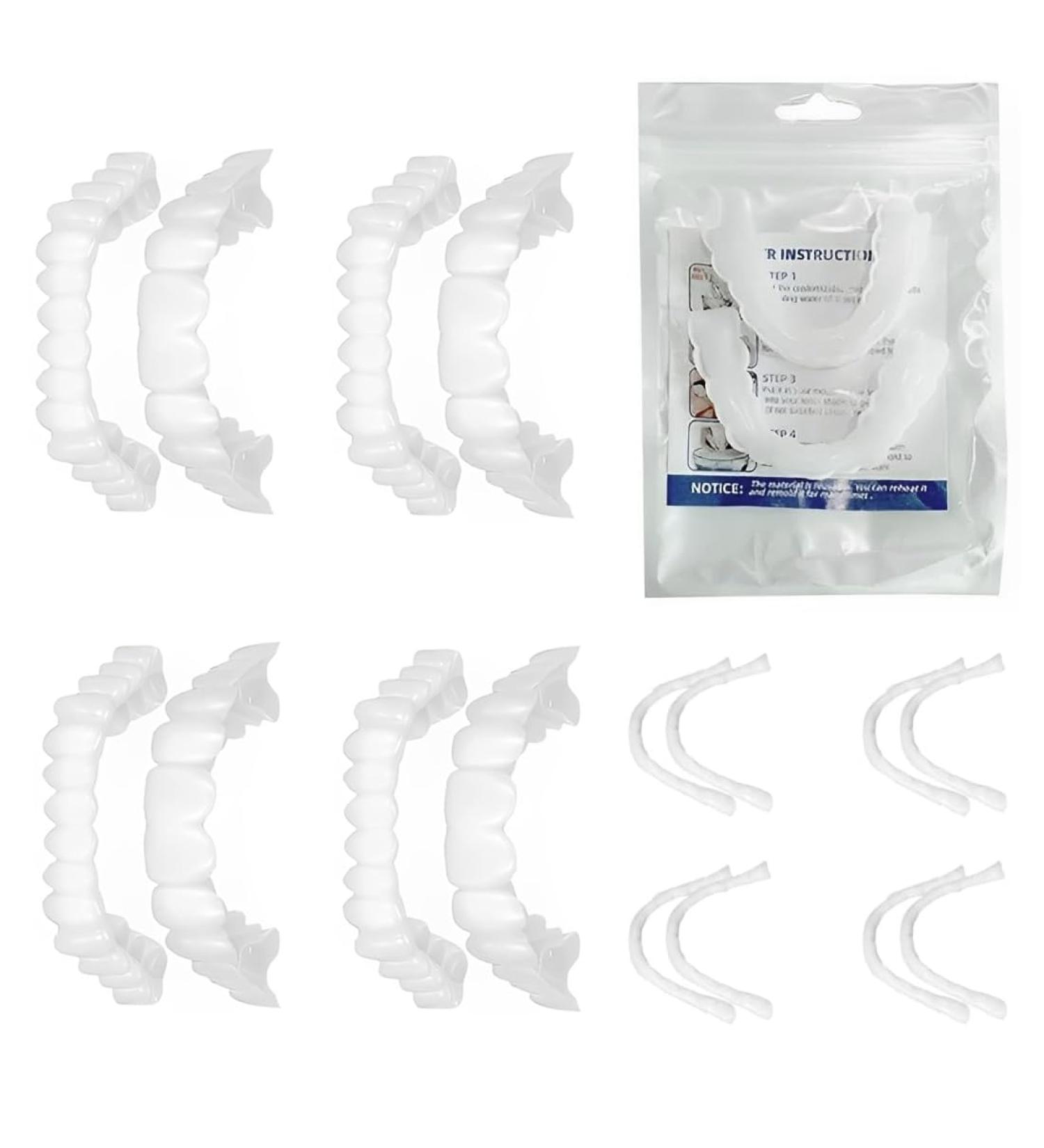 NHPY 4 pairs of dental facets top and bottom perfect smile false smile facet artificial tooth prosthesis perfect smile cosmetic dental prosthesis no gaps B - Buy Online on GoSupps.com