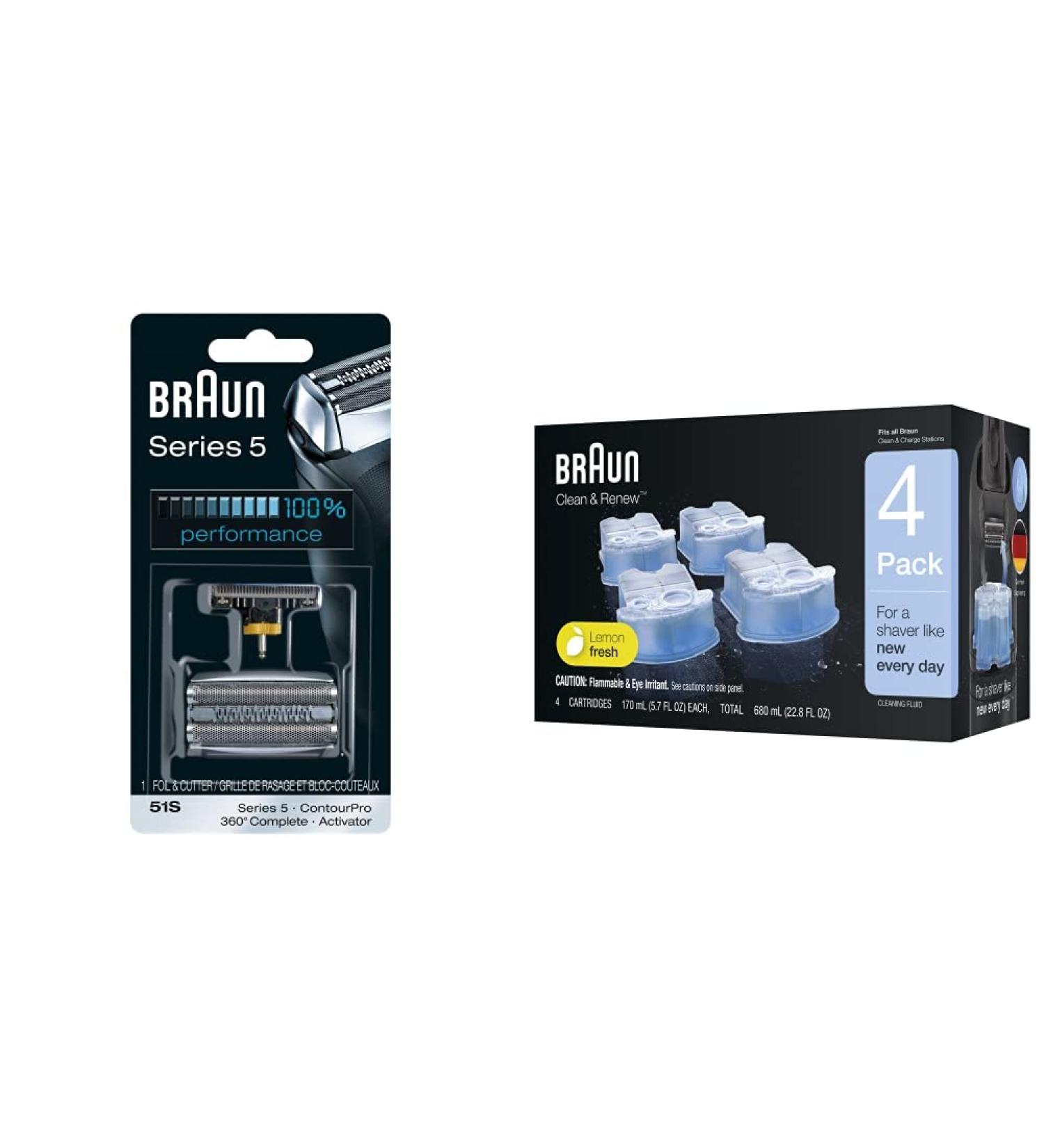 Braun Series 5 51S Foil & Cutter Replacement Pack + CCR Clean & Renew Cartridges - 4 Pack - Buy Online on GoSupps.com