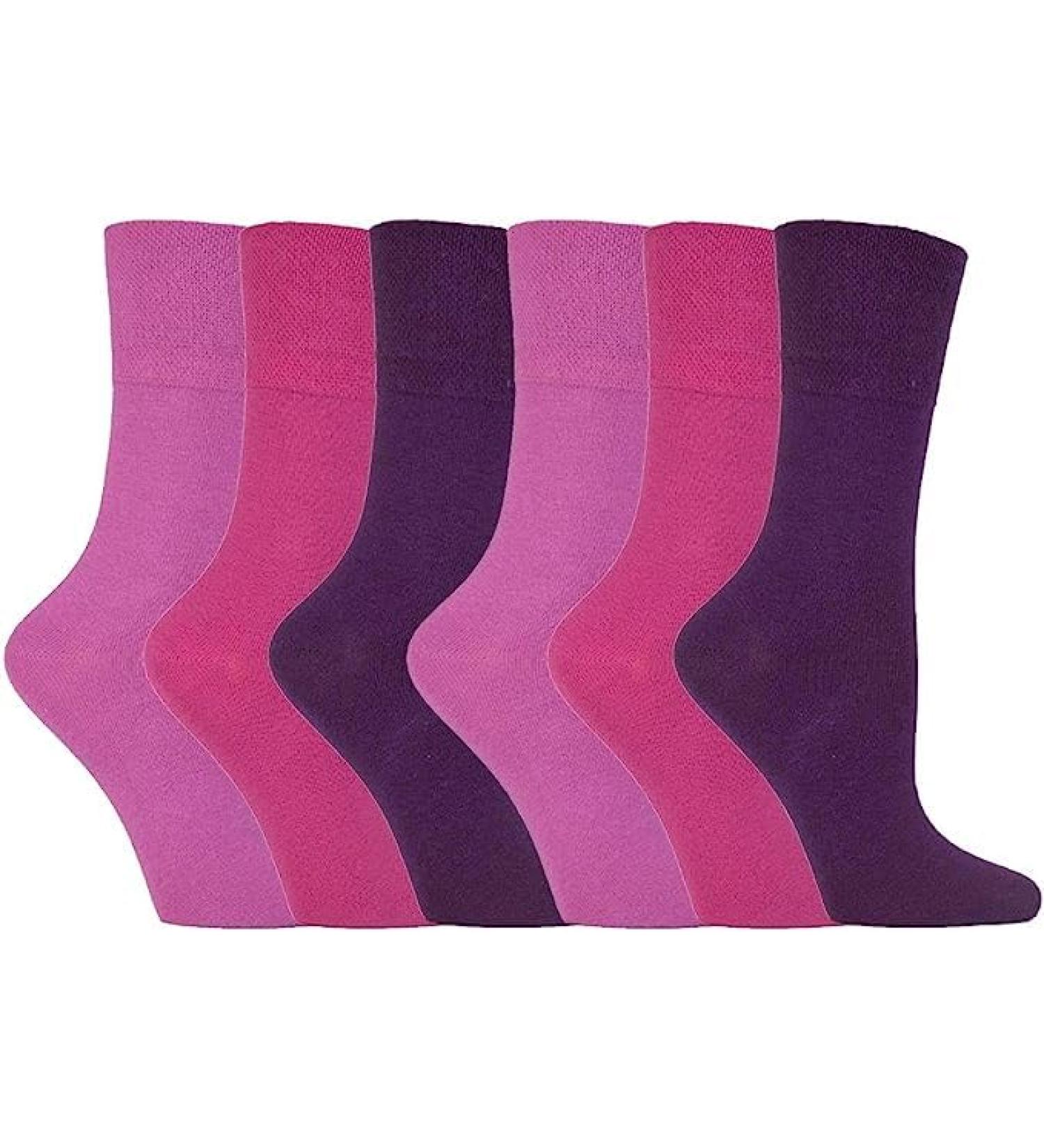 ZRWASKA Diabetic Socks For Women Wide Honey Comb top soft cuff Ankle Oedema friendly Non-Elastic Grip for Swollen feet Leg Non-Binding Circulatory Neuropathy Socks 4-8 (Pack 6) 4-8 Pink (6 Pairs) - Buy Online on GoSupps.com
