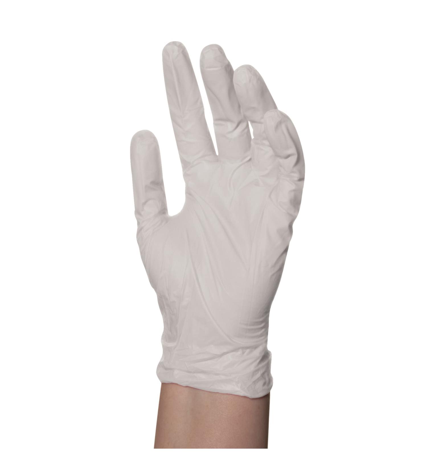 BaBylissPRO Disposable Powder Free Vinyl Gloves for Salon Hair Colouring Barber or Home Hair Dye Cleaning or Hobbies Latex-free Disposable White Small 100 count White Large