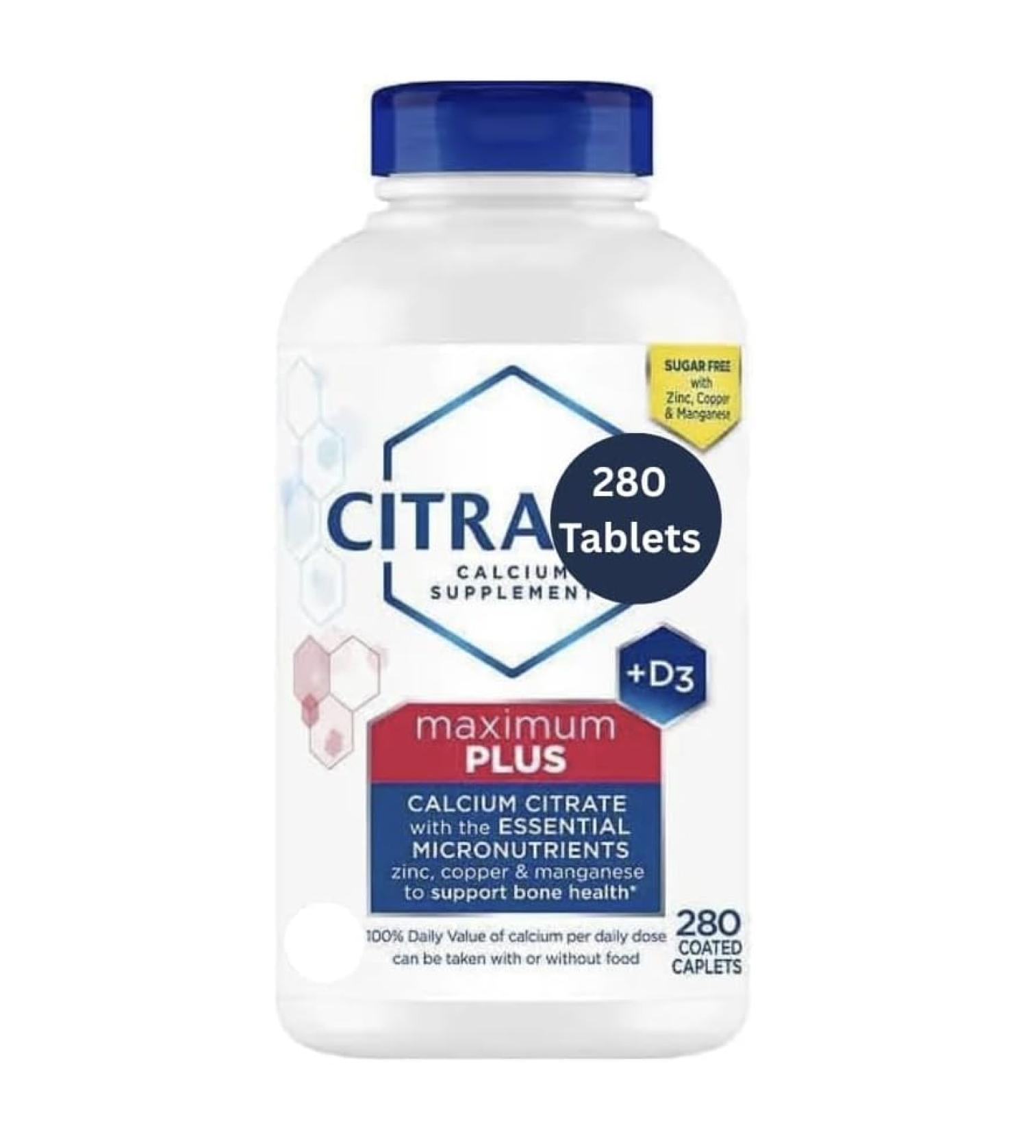 Citra Maximum Plus Calcium Citrate + Vitamin D3 Supplement Tablets 280 ct.