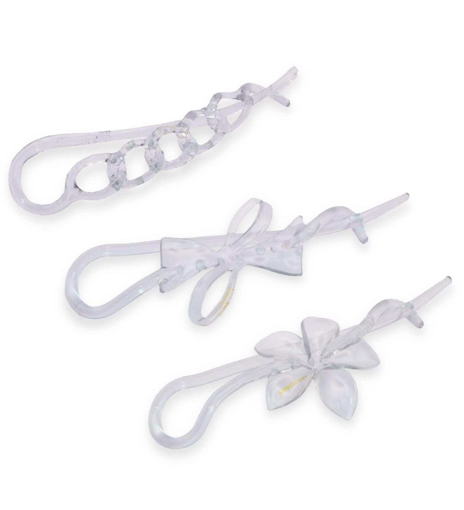 Parcelona French Twist n Clip Flower, Bow and Chain 4" Cellulose Acetate Metal Free Hair Barrette Clips Non Slip Fashion Durable Styling Women Hair Accessories Hair Clip for Girls, Made in France (Crystal Clear)