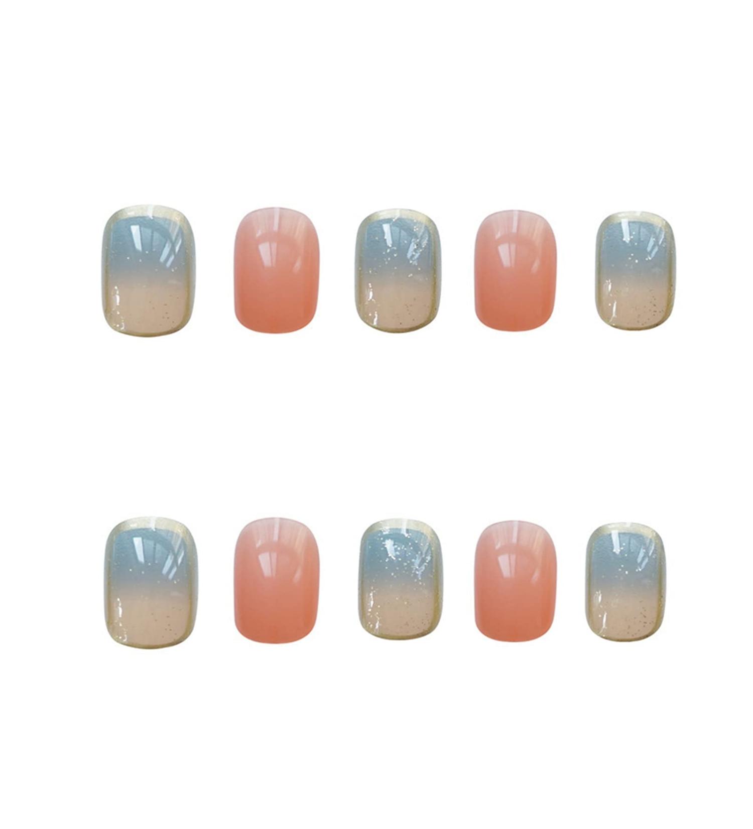 Chtom Ni a PD-45 Orange Blue Halo Net Red Fake Nail Stickers Wear a Beautiful Armor Finished Metal Nail