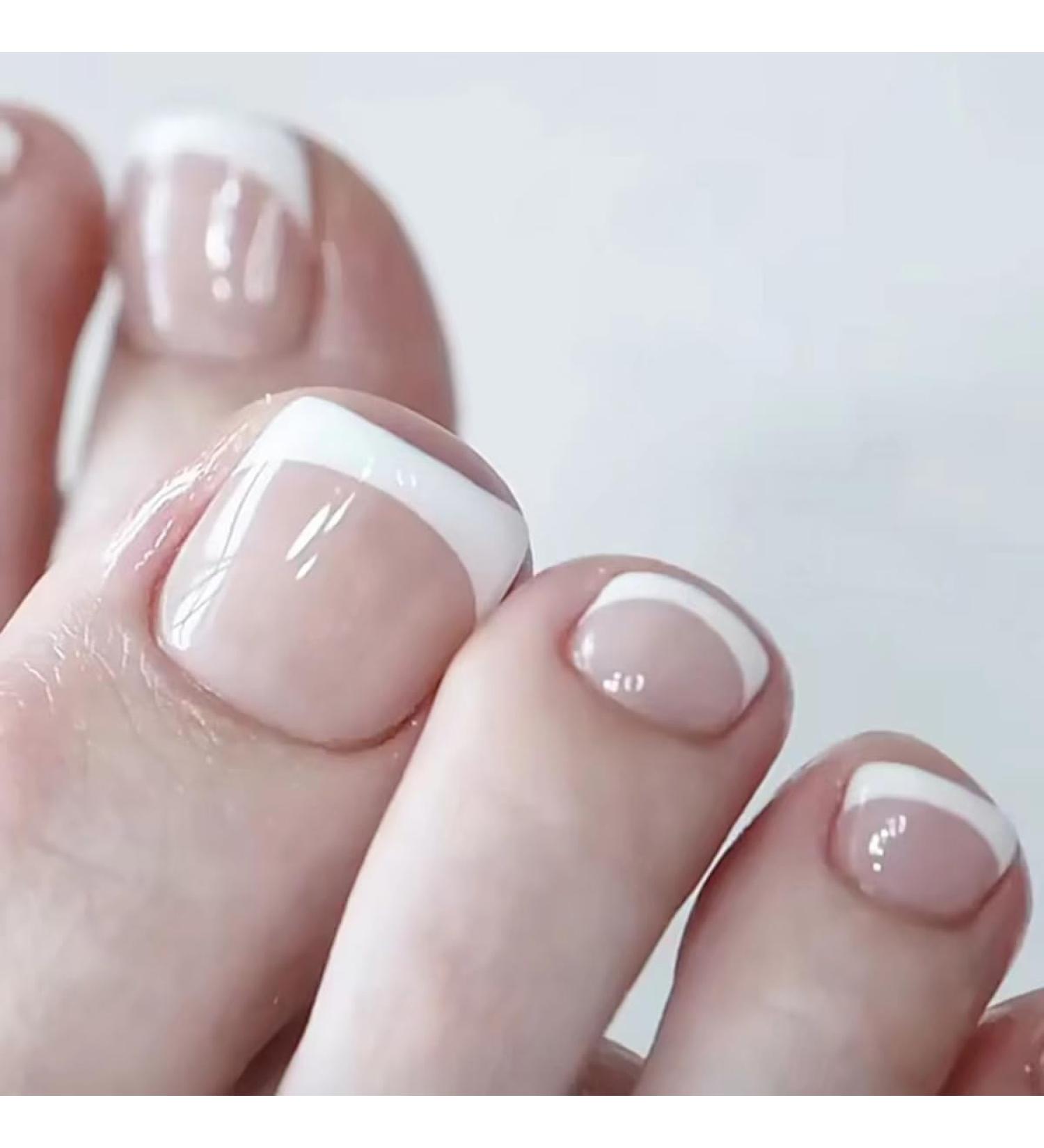 Kyzistn False Toe Nails - 48Pcs Square Short Acrylic Stick on Toes with Jerry Glue - Press on Fake Nails for Women and Girls - Buy Online on GoSupps.com