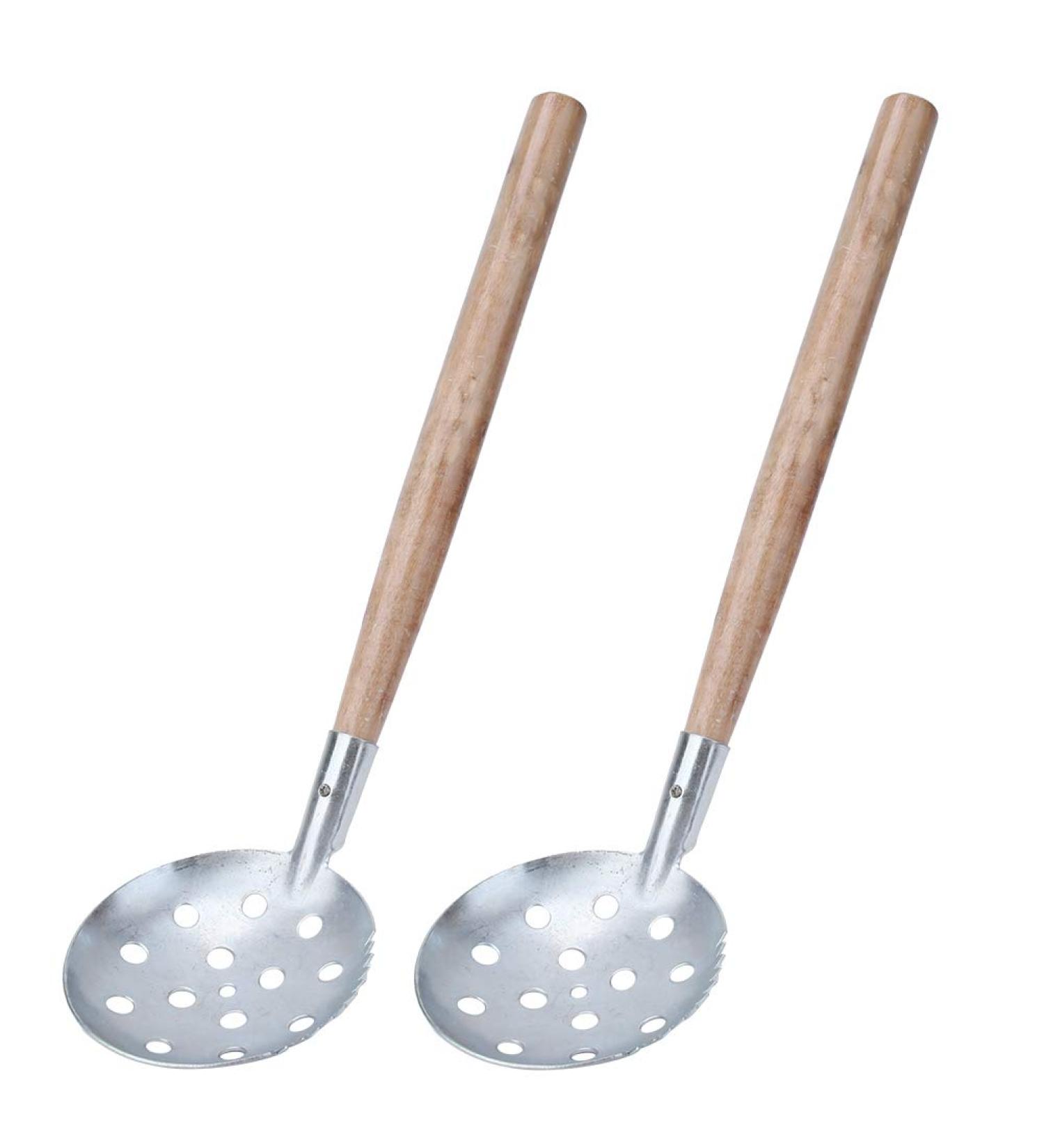 Alomejor 2 Pcs Ice Fishing Scoop Scoop Skimmer Ice Slush Scoop with Wood Handle Winter Outdoor Fishing Shovel Ice Tools Metal Wood Design - Buy Online on GoSupps.com
