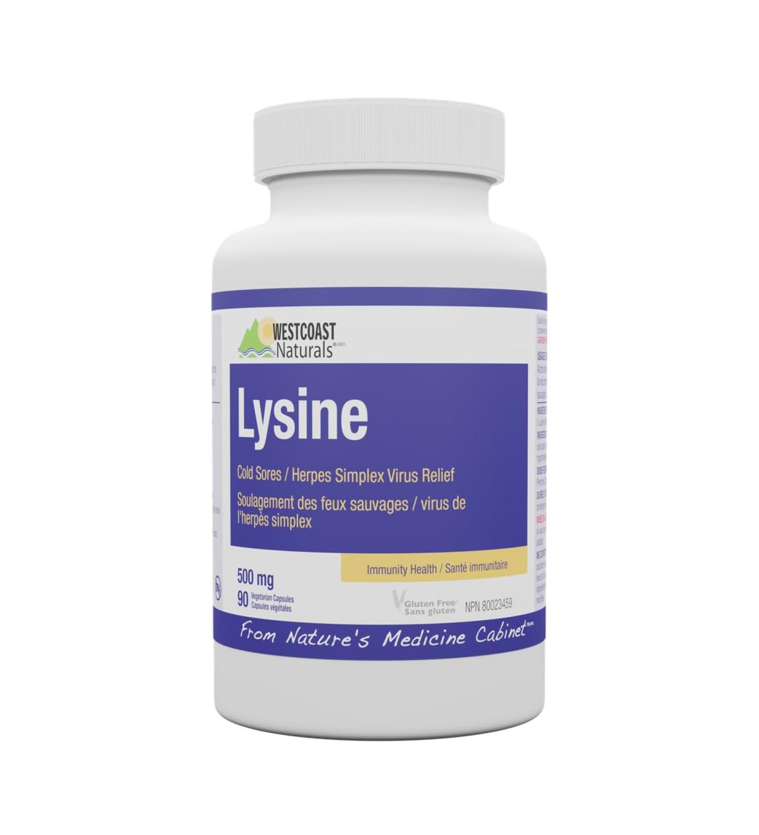 WESTCOAST NATURALS Lysine Veggie Capsules 500 mg 90 Count - Buy Online on GoSupps.com