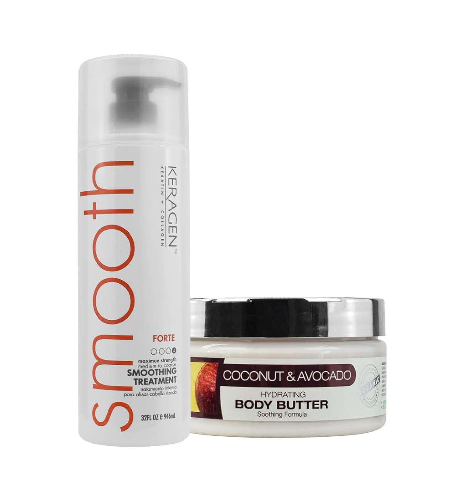 ORIGEM Body Butter 8 Oz + Keragen Keratin Hair Treatment 32 Oz Hydration & Smoothing Set for Dry Skin and Frizzy Hair Argan Avocado & Keratin Blend Sulfate-Free - Buy Online on GoSupps.com