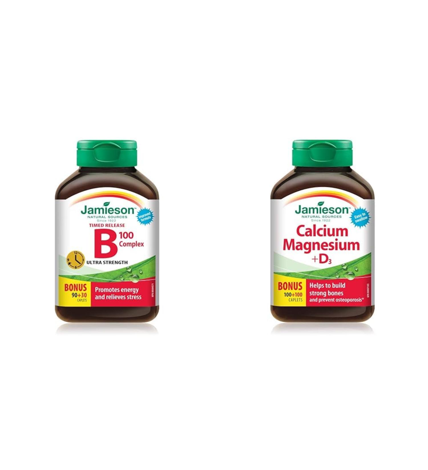B100 Complex Ultra Strength Timed Release - Bonus Size Non-GMO Gluten-Free Yellow 120 Count (Pack of 1) - Package May Vary & Calcium Magnesium and Vitamin D3 - Buy Online on GoSupps.com