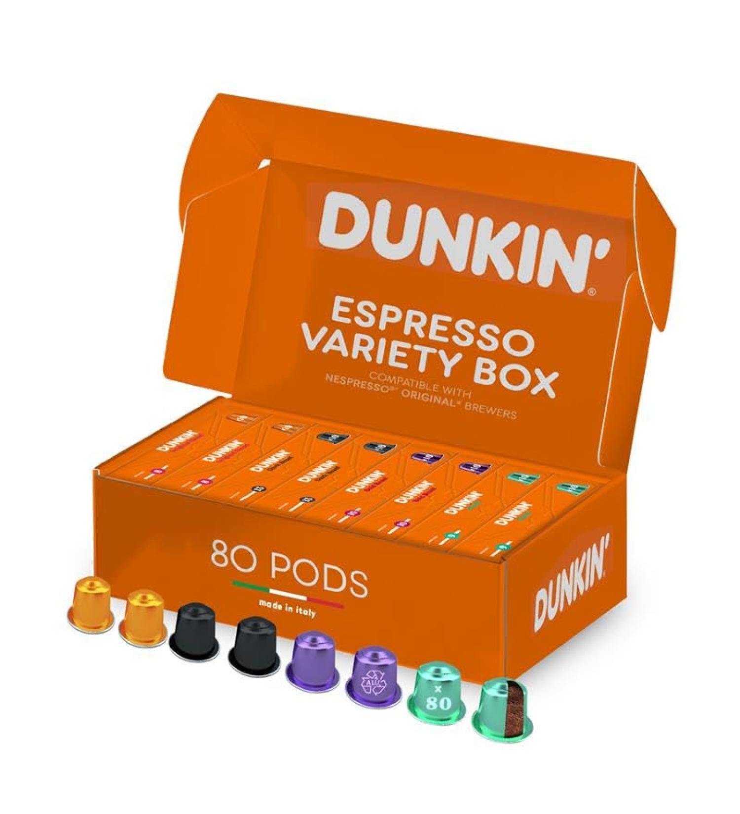 Coffret Espresso Dunkin Donuts 80 Capsules de Caf 4 Vari t s : Brazil Original Blend Dark Roast Bold Roast Compatibles avec les Machines Nespresso Cors & Aromatique Id e Cadeau - Buy Online on GoSupps.com