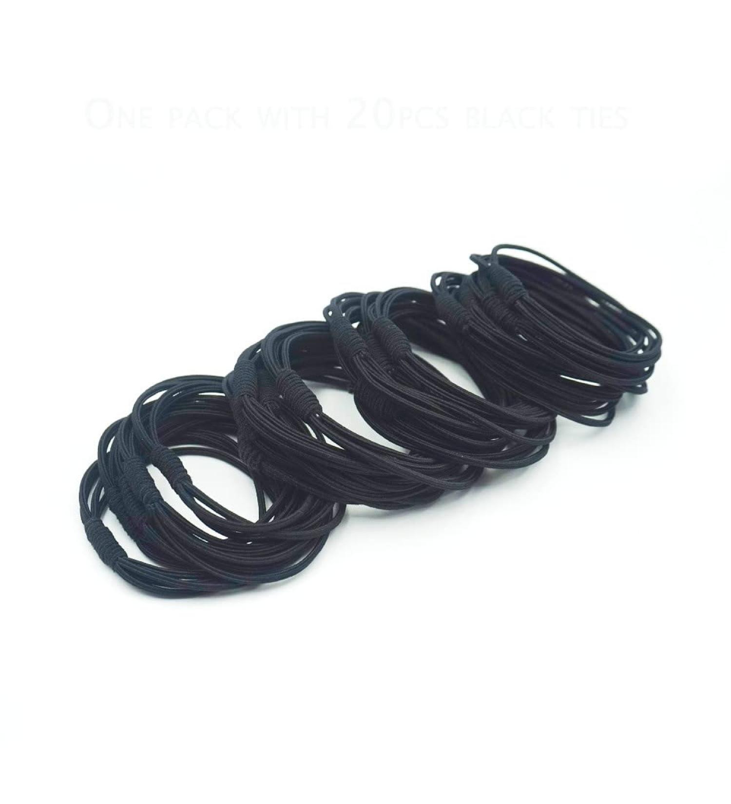 20pcs Black Elastic Hair Ties for Women, Girls, and Men - Seamless Pony Tail Holders for Thick, Thin, and Curly Hair - No Damage Bands - 4-in-1 Design - Buy Online on GoSupps.com