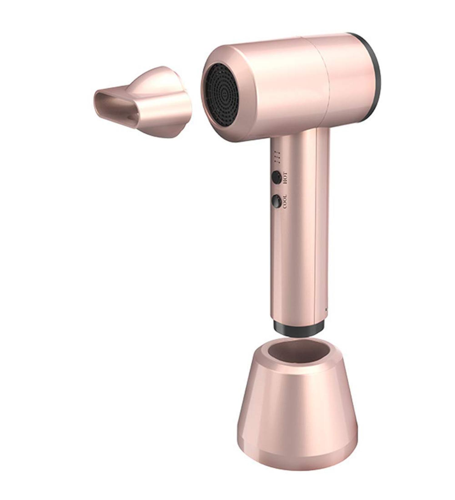 Cordless Hair Dryer Wireless Portable Blow Dryer Fast Charge 5000mAh Rechargeable Battery with Charge Base 3 Hot Wind /3 Cold Wind for Art Painting/Outdoor/Travel Champagne Gold - Buy Online on GoSupps.com