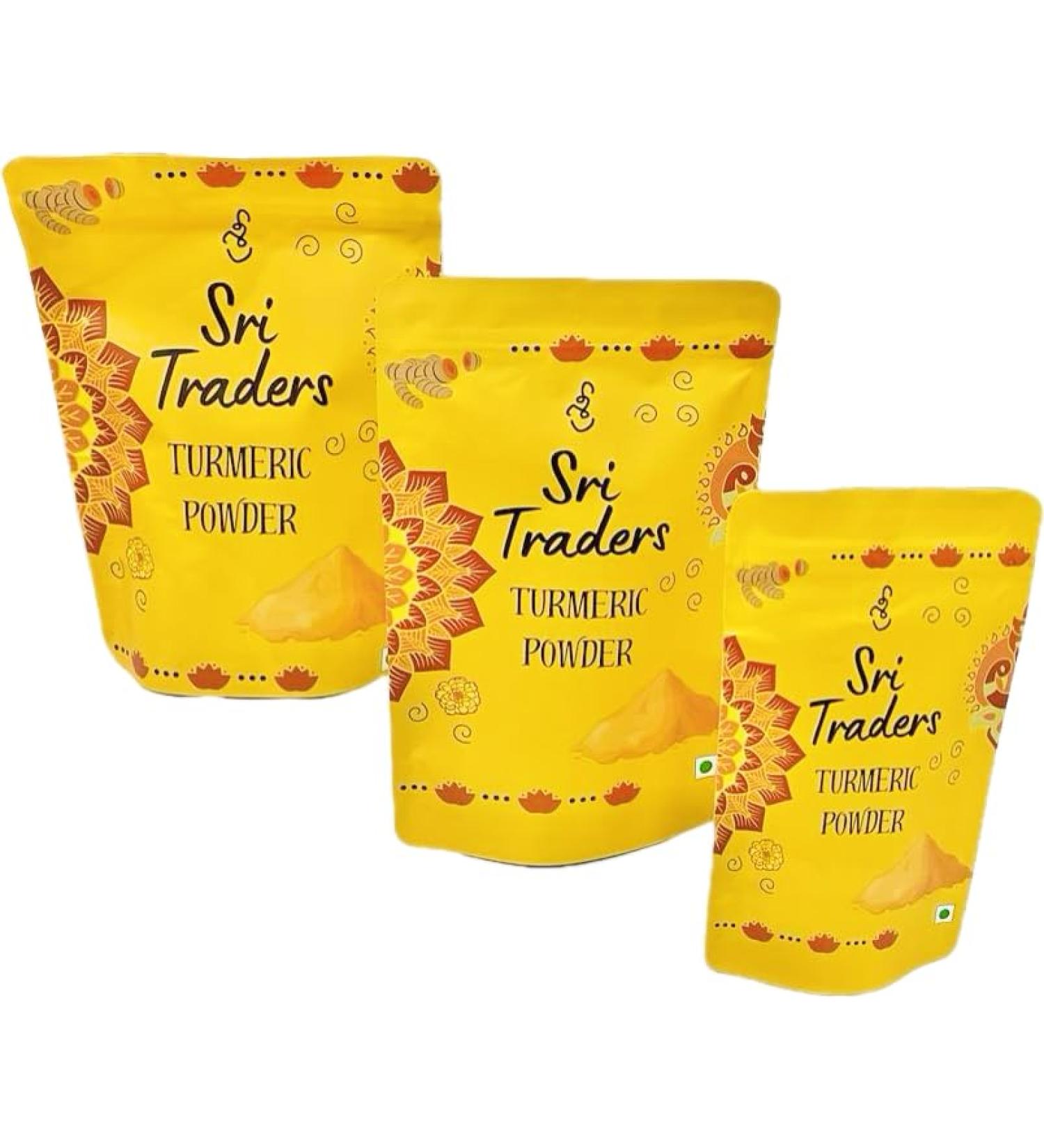 Turmeric Powder | SRI TRADERS | - 100% Raw from india - Turmeric Spices Powder Seasoning For Cooking - 21 Oz.