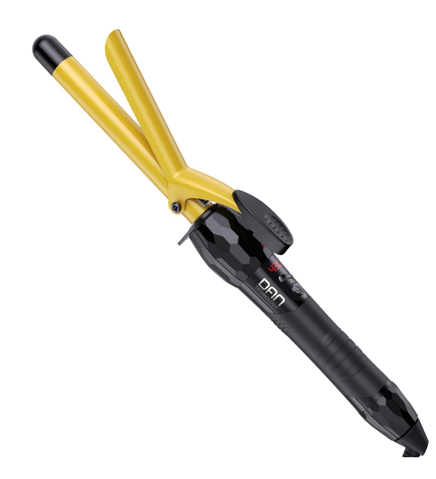 DAN Technology 3/4 Inch Tourmaline Ceramic Hair Curling Iron - Fast Heating LCD Screen Auto Off | Ideal for DIY & Salon Use (Gold Black - Buy Online on GoSupps.com