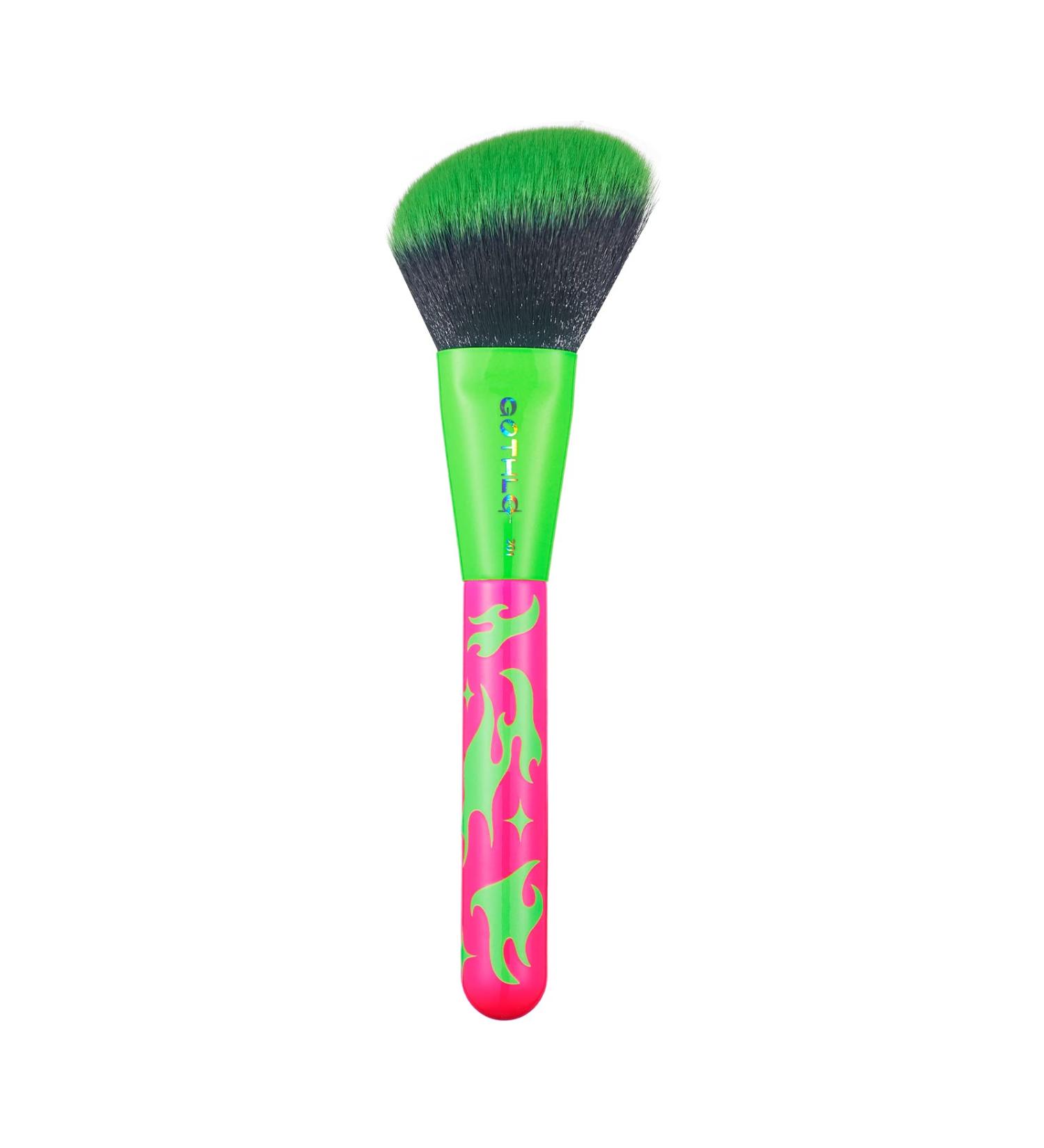 GOTHLO Pink Rainbow Makeup Brush | Professional Rounded Slant Brush for Blush Bronzer Contouring | Portable Neon City Kabuki Brush for Travel - Buy Online on GoSupps.com
