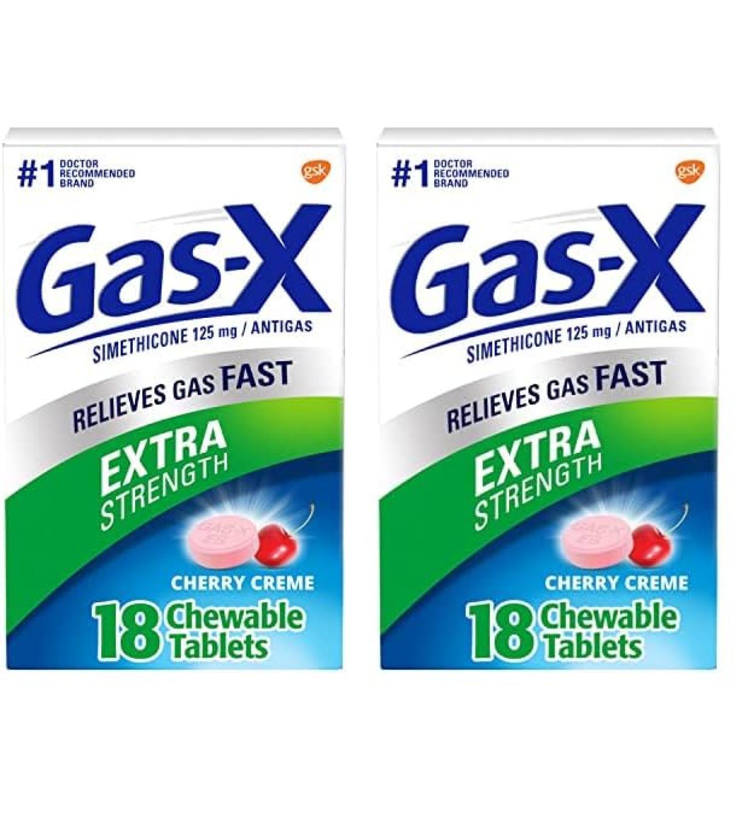 Gas-X Extra Strength Chewable Gas Relief Tablets - Simethicone 125 mg Cherry Flavor 36 Count Pack | Fast International Shipping - Buy Online on GoSupps.com