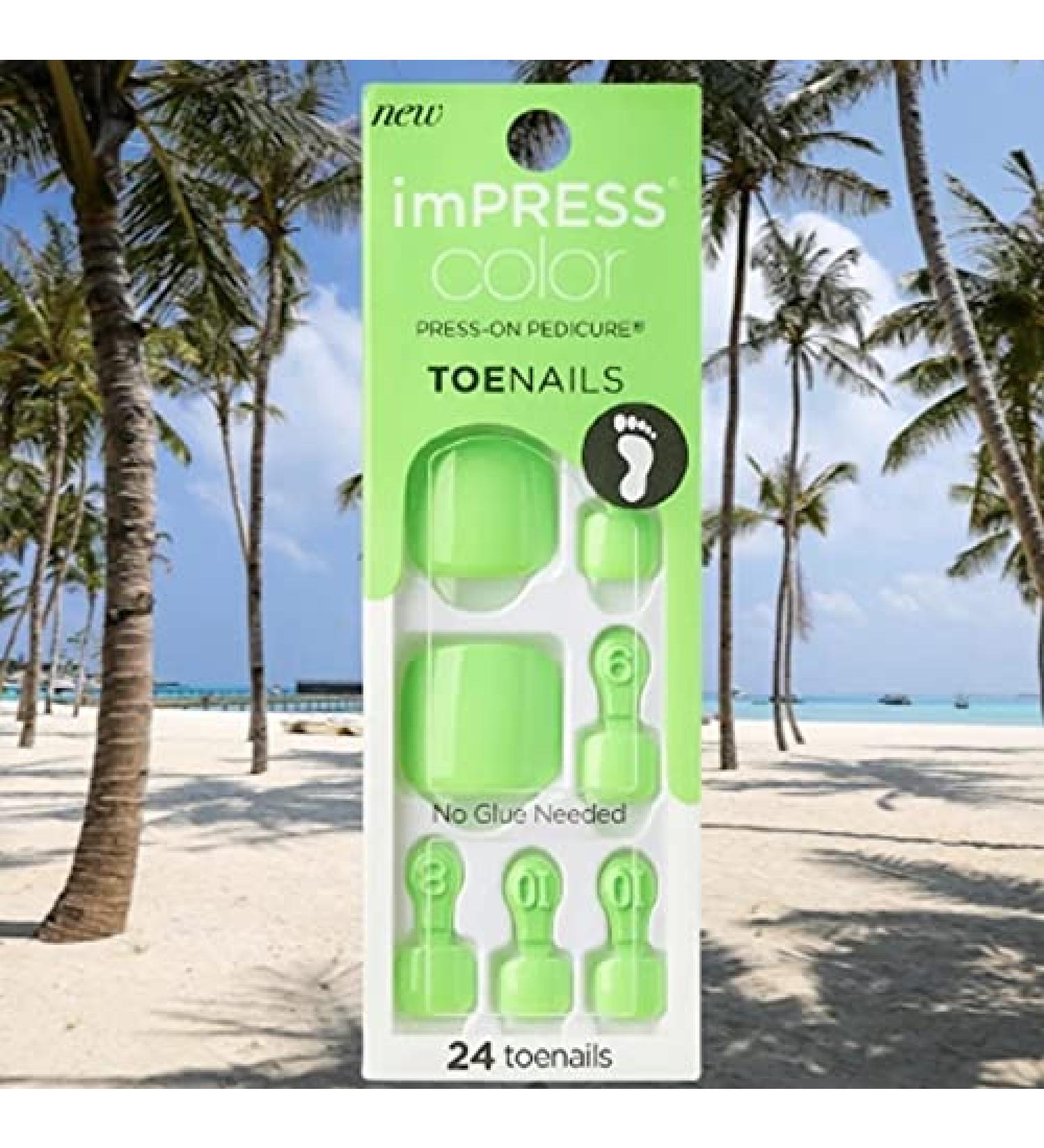 Impress Kiss Bright Neon Green Press-On Pedicure Toe Nails - IMT503X - Buy Online on GoSupps.com
