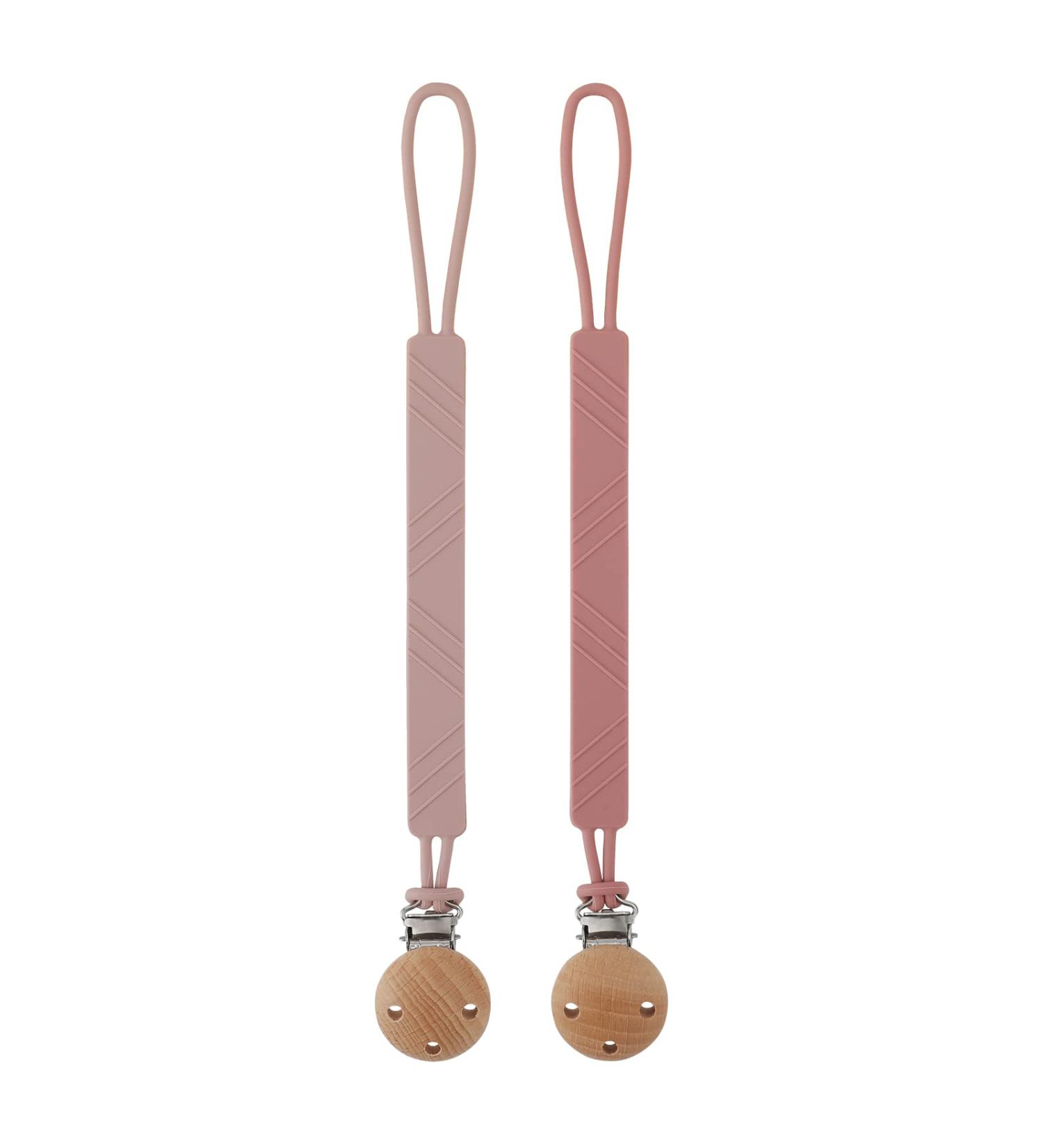 Buy Silicone Pacifier Chain Clips for Baby Girls & Boys - Pack of 2 in Power Rose & Dusty Lilac - Perfect for International Shipping! - Buy Online on GoSupps.com