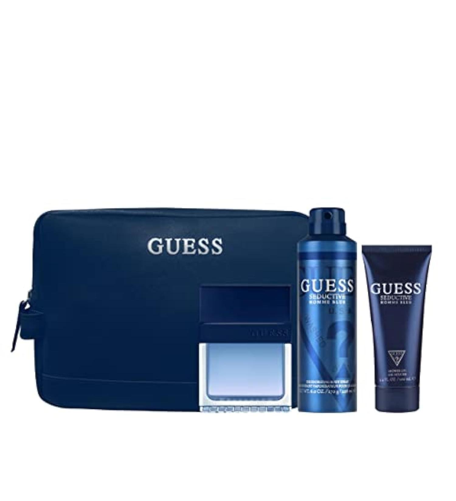 Guess Seductive Homme Blue 3.4oz EDT Spray 6.0oz Deodorant Body Spray 3.4oz Shower Gel Pouch Men 4 Pc Gift Set - Buy Online on GoSupps.com