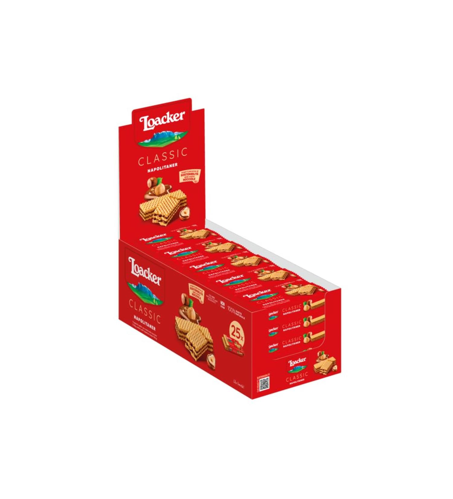 Loacker Classic Napolitan Wafers - 25 pcs | Authentic Italian Hazelnut Cream Snacks - Large Pack - 100% Hazelnuts - Buy Online on GoSupps.com