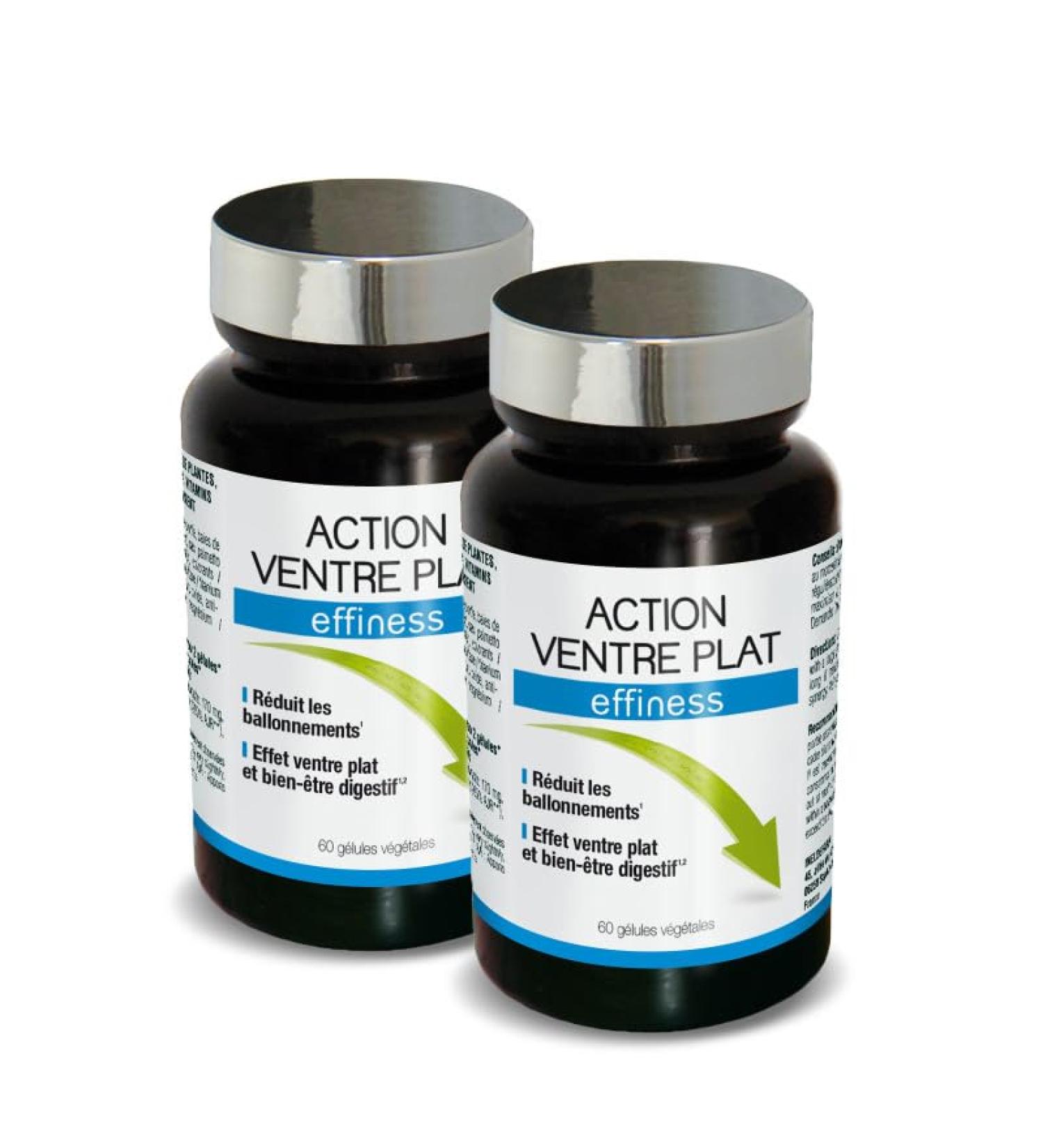 NUTRIEXPERT Effiness Flat Stomach Action - Reduces Bloating and Heaviness - Digestive Wellness - Food Supplement with Natural Plant Extracts - Pack of 2 Products - Buy Online on GoSupps.com