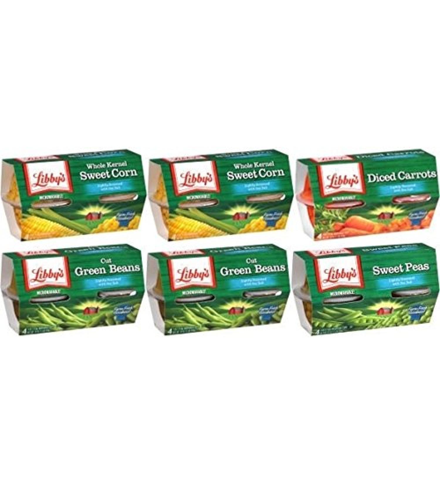 Libby's Microwavable Cups 4-4oz Cups (Pack of 6) Choose Vegetable Type Below (Sampler Pack)