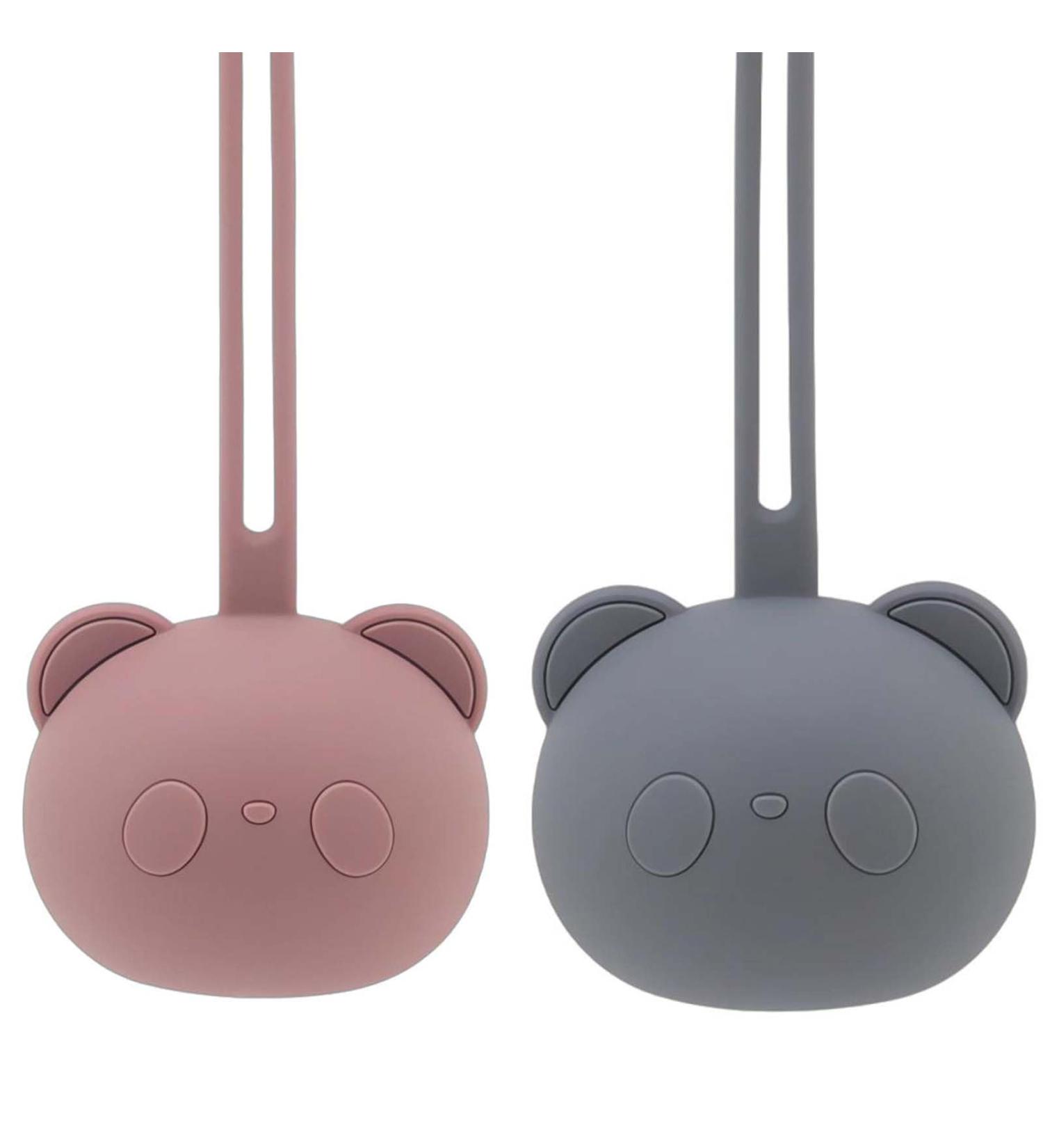 Airfish Silicone Pacifier Box 2 Pack - BPA-Free Baby Bear Pacifier Holder for Travel - Gray & Dark Pink Storage Case - Buy Online on GoSupps.com