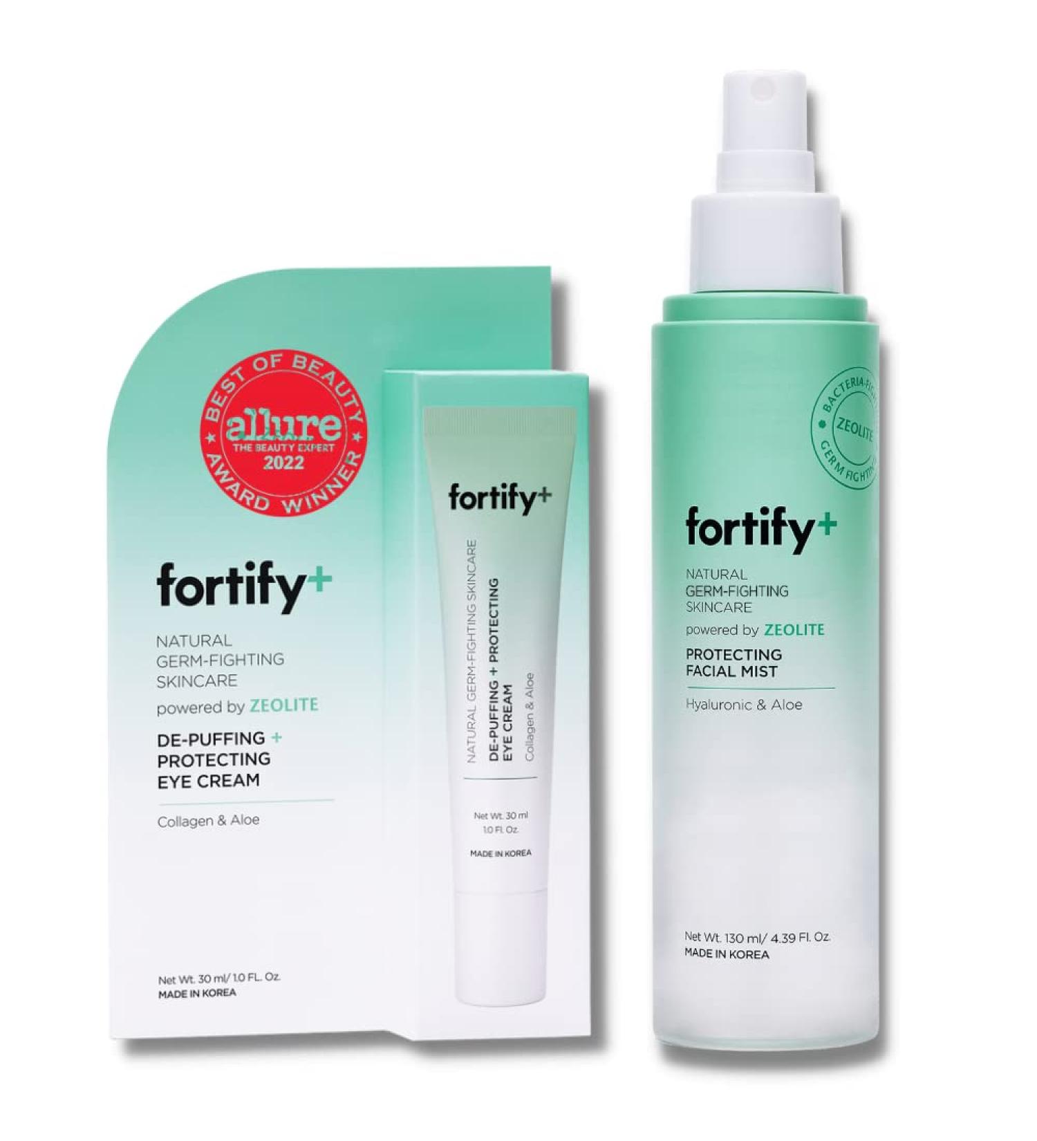 Fortify Power Duo: Natural Germ-Fighting Skin Care Bundle with De-Puffing Eye Cream & Protecting Facial Mist - Buy Online on GoSupps.com