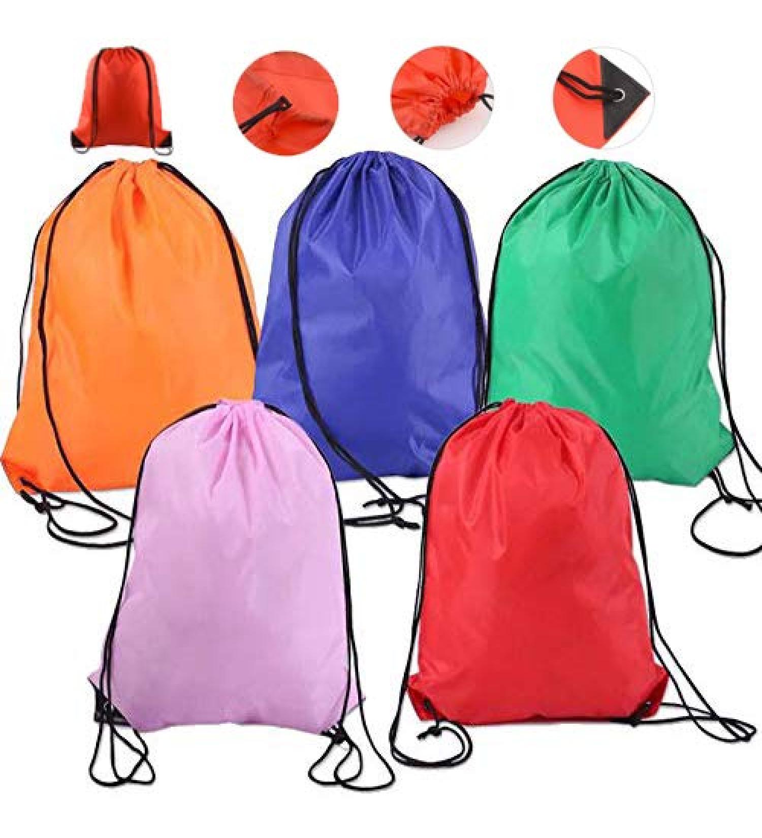 5 Pcs Lainrrew Drawstring Backpack Bags - Lightweight Cinch Sacks for Gym, Travel, Sports - Bulk Storage Bags - Buy Online on GoSupps.com