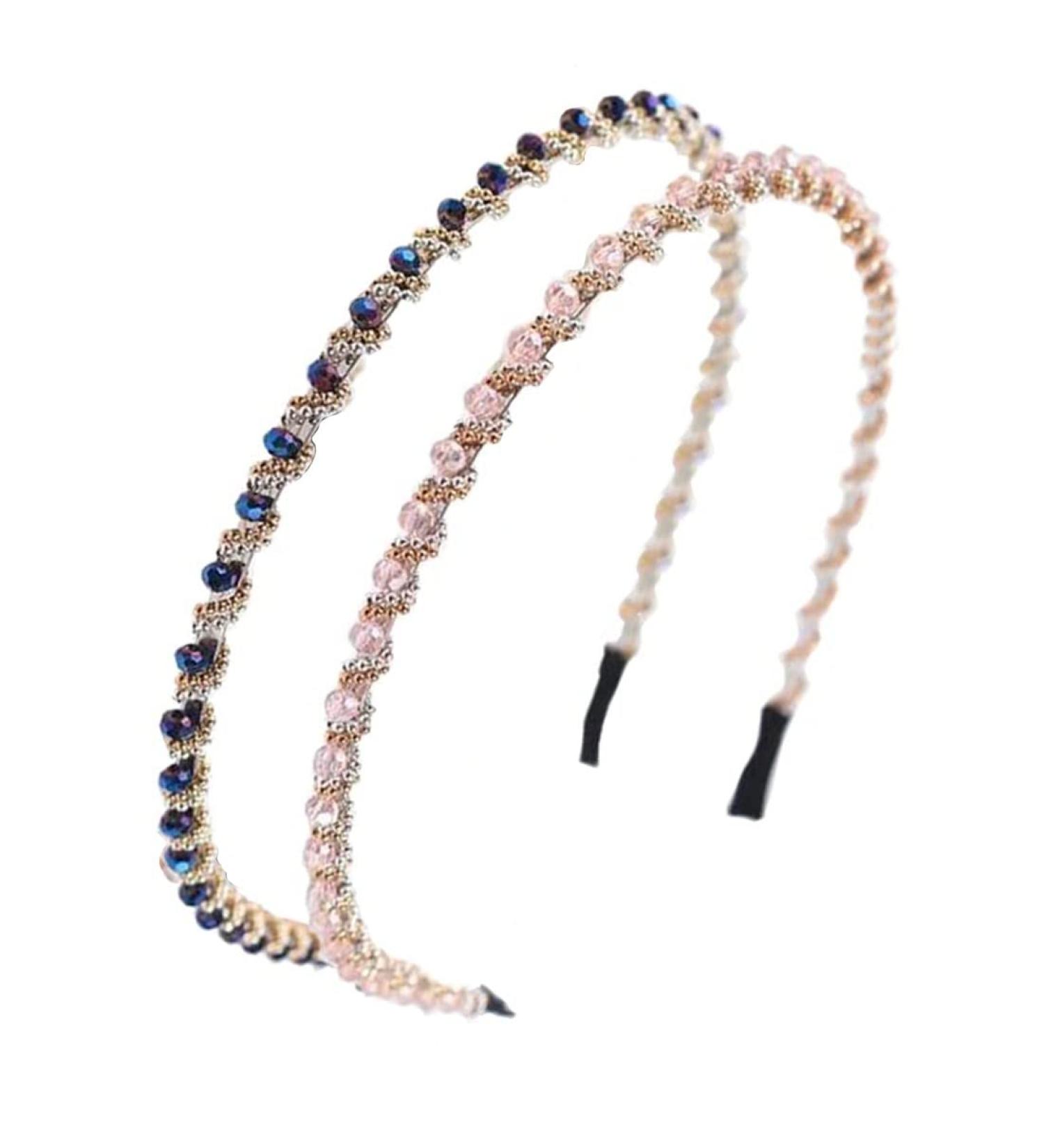 Jinwori Rhinestone Hair Accessories - Crystal Strass Headband & Tiara Set | Non-Slip Shiny Hair Decoration - Buy Online on GoSupps.com