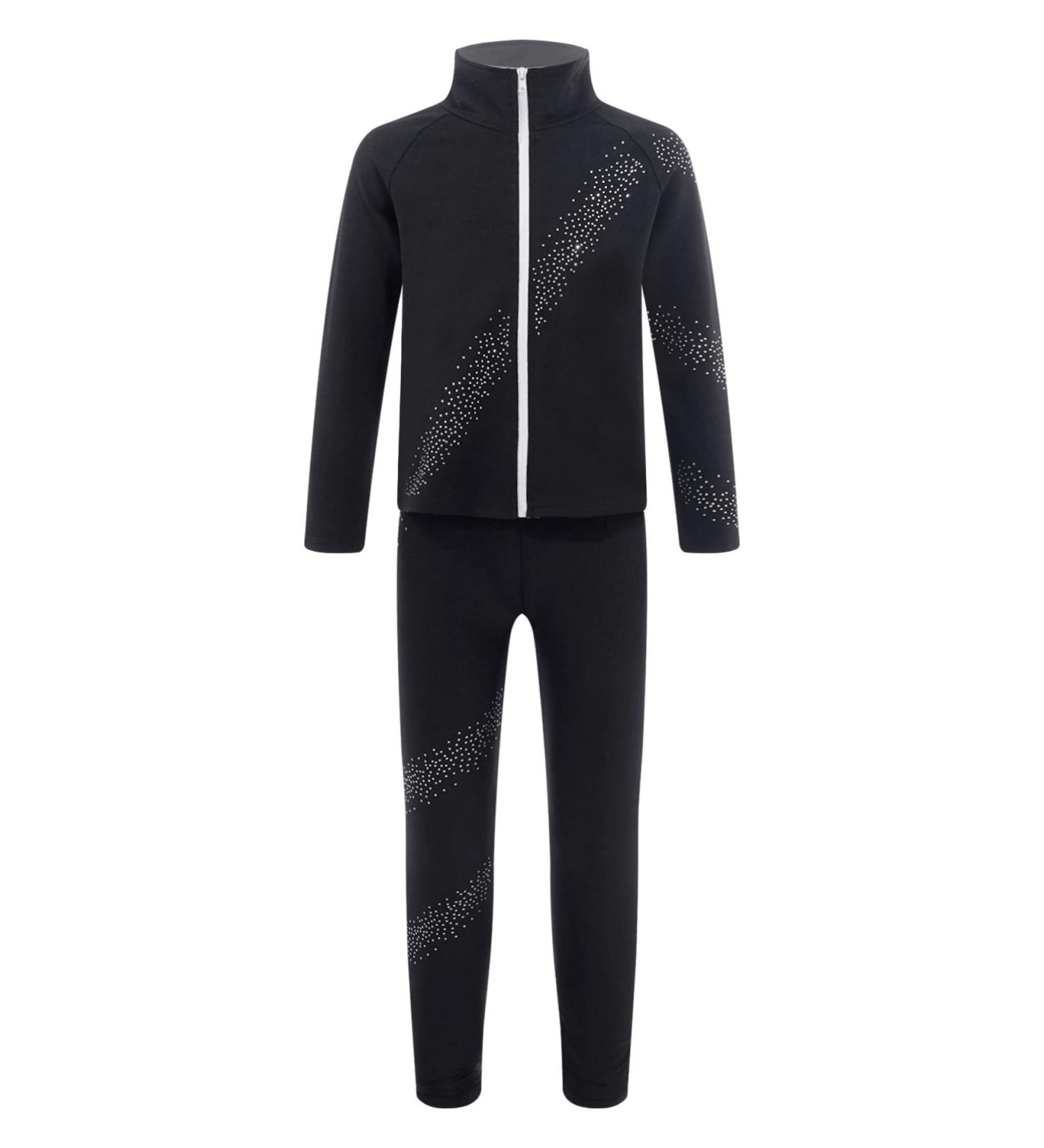 Aislor Girls Kids Ice Skating Suit - Figure Skating Jacket & Leggings Set | Black, 12 Years - Buy Online on GoSupps.com