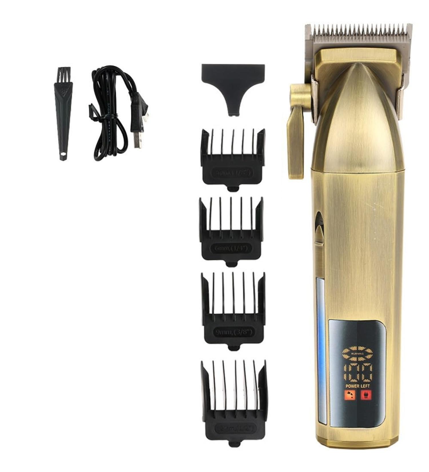 Buy Rechargeable Hair Clippers with LCD Display - Professional Brass Hair Salon Trimmer for International Shipping - Buy Online on GoSupps.com