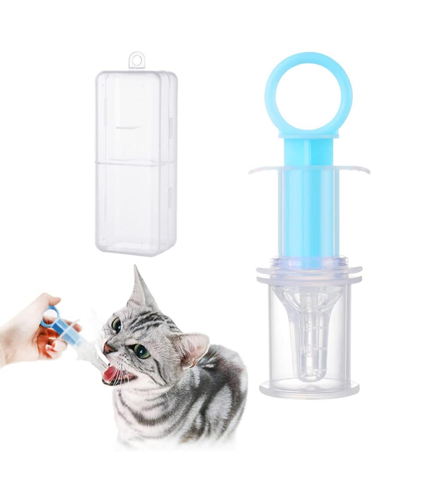 Pet Pill Dispenser and Feeding Kit - Piller Gun & Watering Syringe for Dogs, Cats - Blue - Buy Online on GoSupps.com
