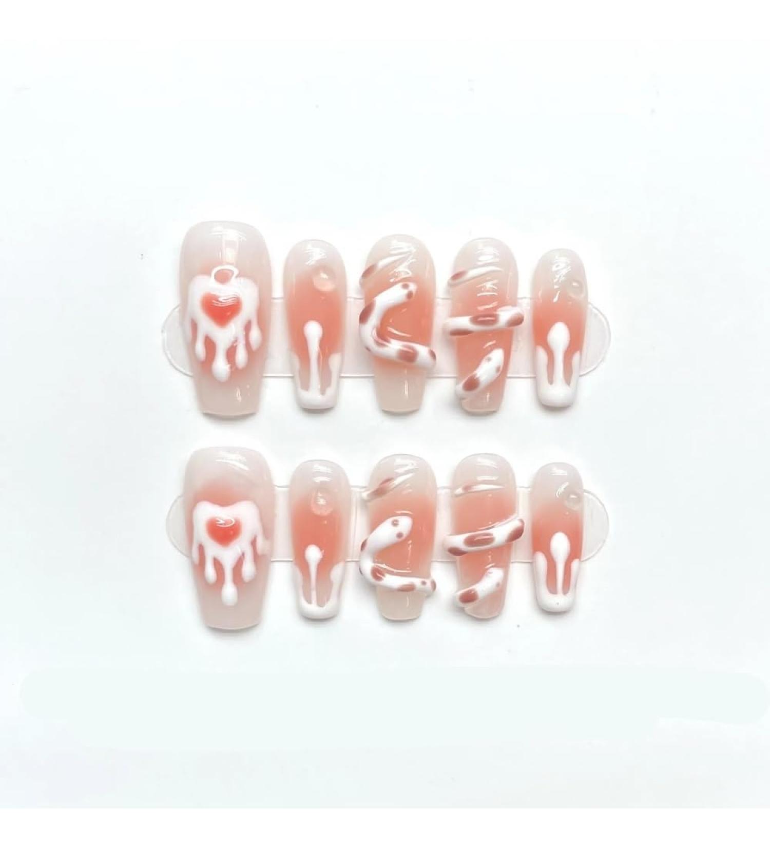 10 Piece Set of Handmade Wearable Nails Fake Nails Ballet Dance Long Press Nail Art Patches(Color:3 Size:S) - Buy Online on GoSupps.com