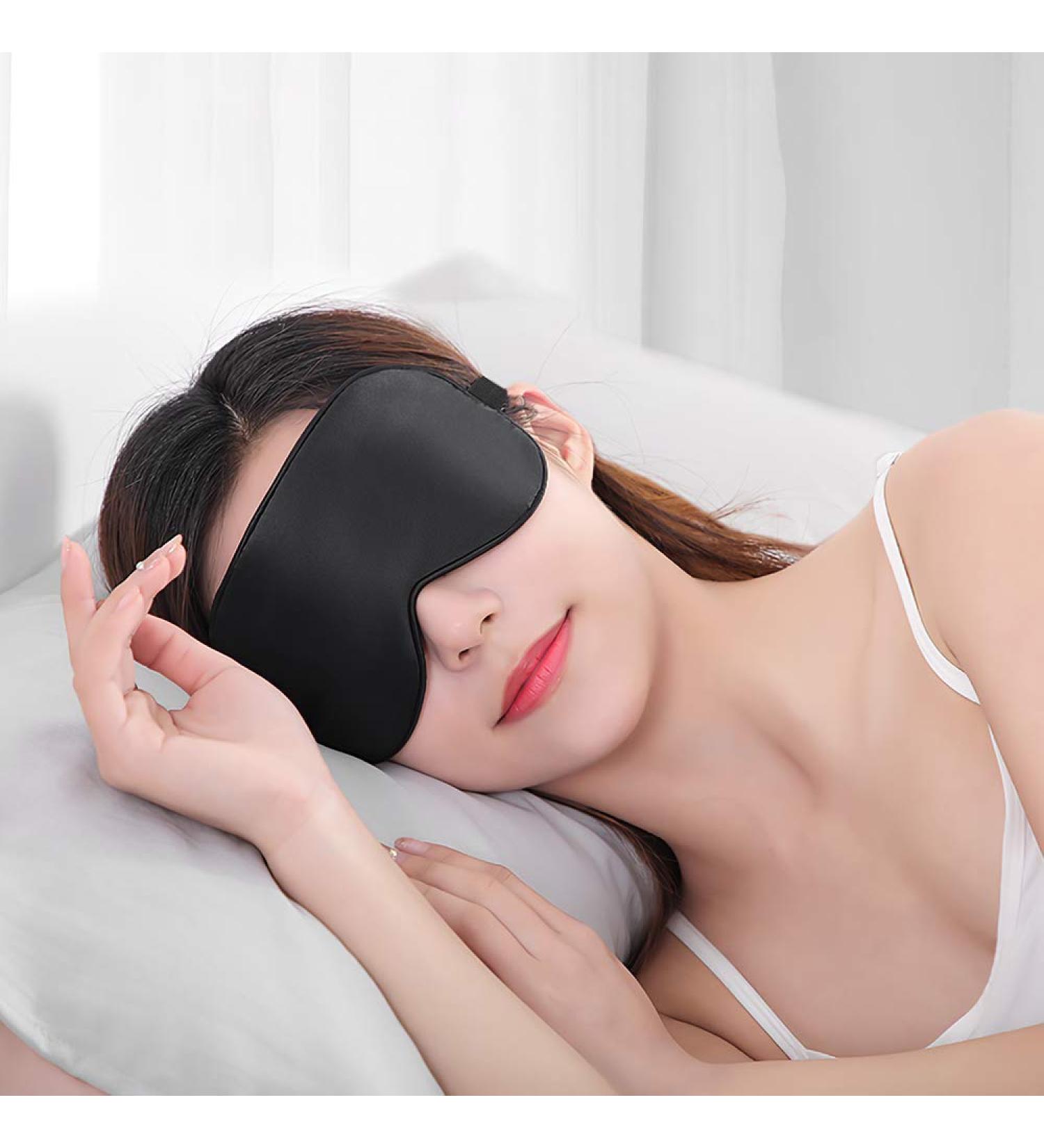 Sleek Natural Silk Eye Mask for Men and Women | Adjustable Strap | Super Smooth Sleep Mask - Black - Buy Online on GoSupps.com