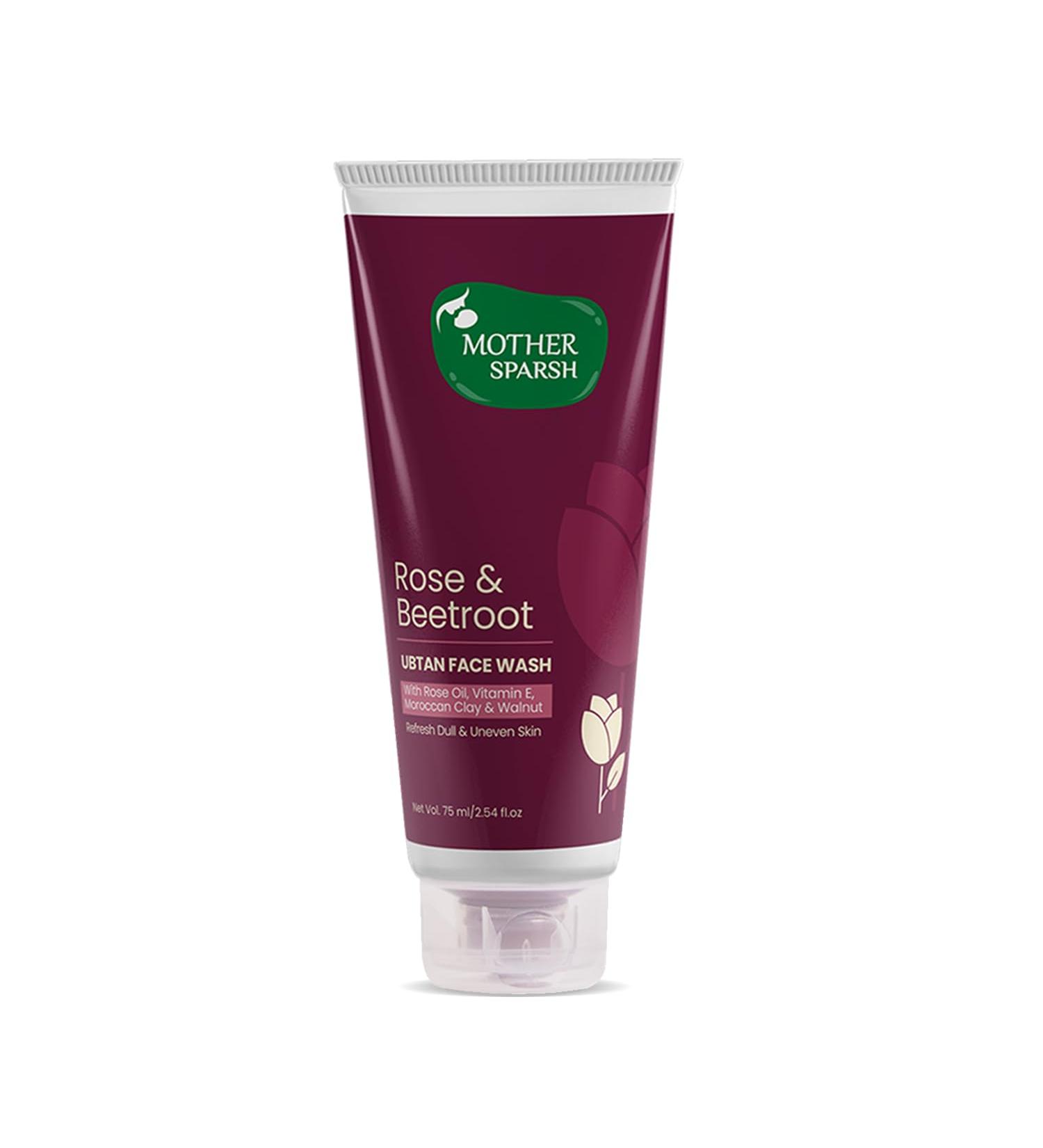 Mother Sparsh Rose & Beetroot Face Wash for Dull Dry & Uneven Skin | Infused with Extracts of Rose Beetroot & Papaya For Healthy Moist Skin | Soap Free Sulphate-free Hydrating Face Wash- 75 ML - Buy Online on GoSupps.com