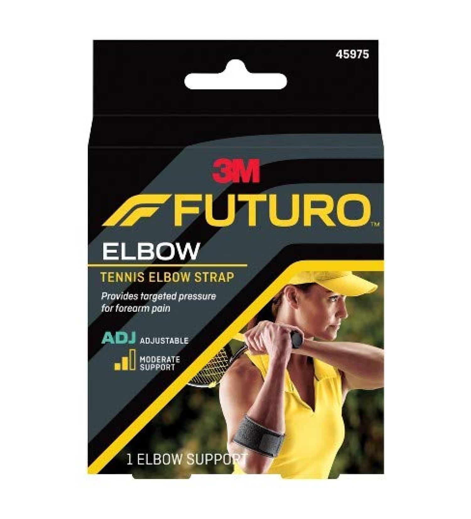 Futuro Tennis Elbow Support (w / tension pad) One Size/ADJ Black 1 Support (Pack of 2)