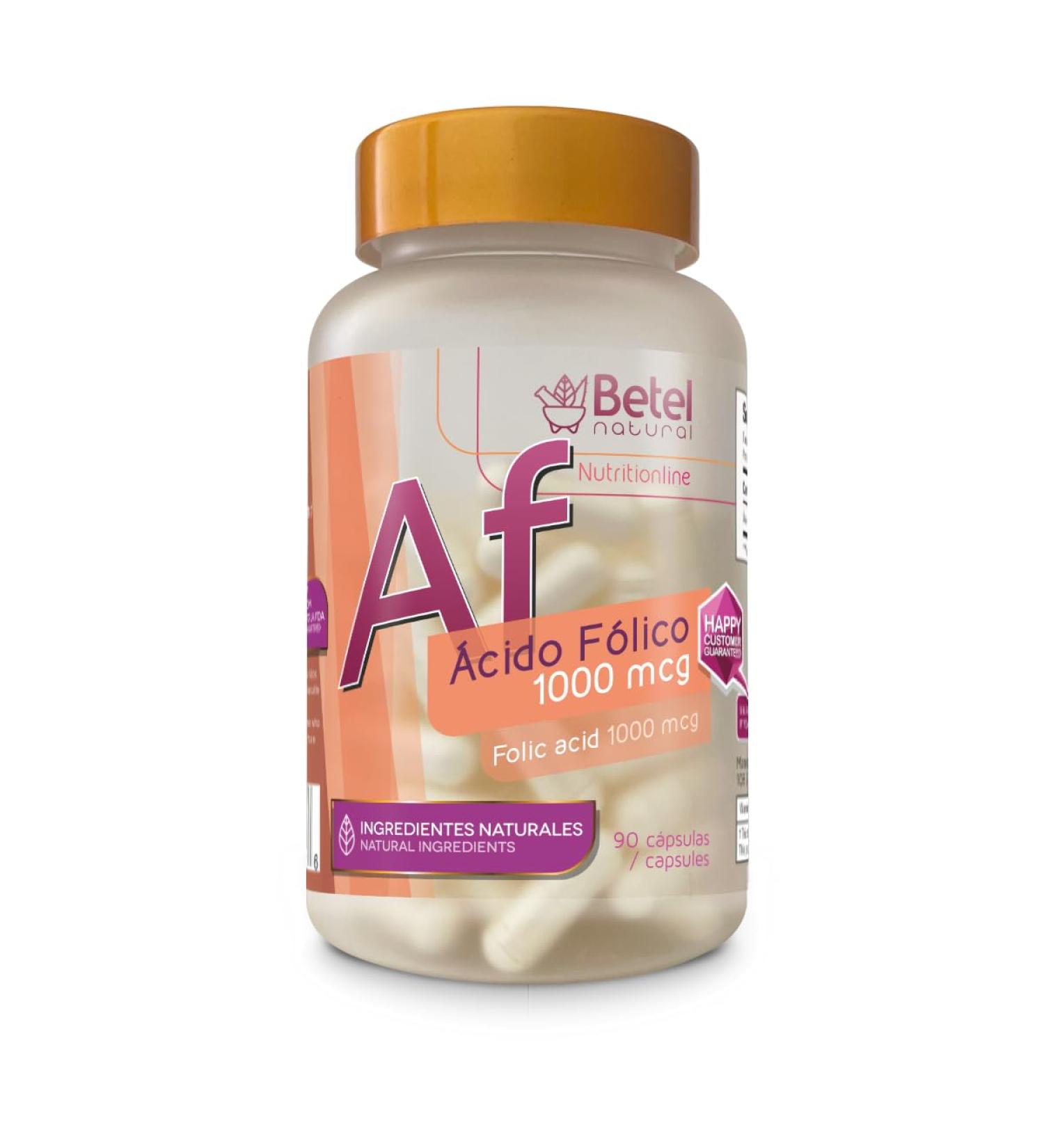 Betel Natural Premium Acido Folico Capsulas 1000 mcg - 90 Caps