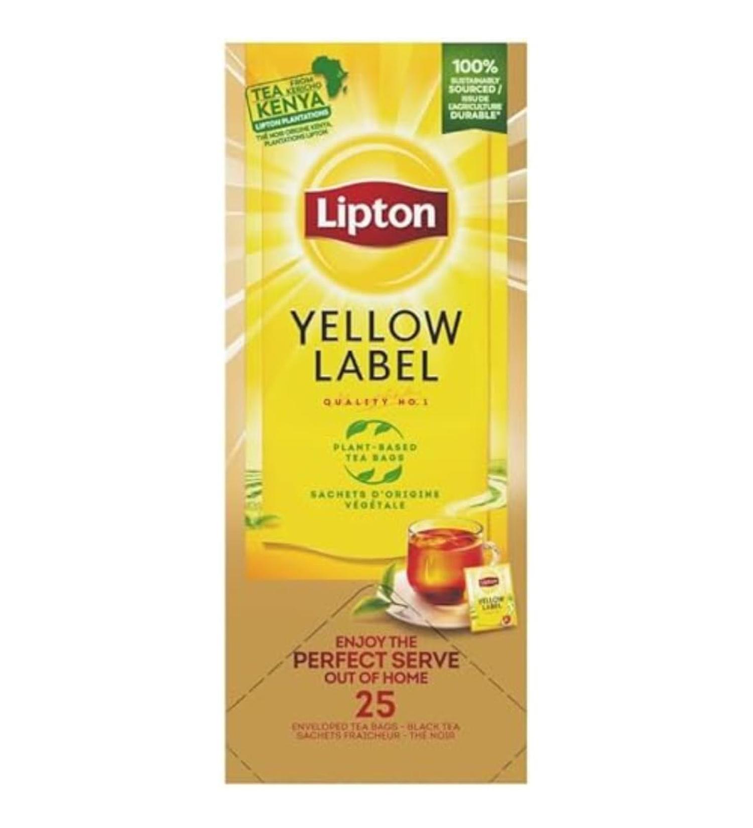 Lipton Yellow Label Black Tea Kenya Origin Rich and Balanced Taste 100% Natural Black Tea Vitality 25 Sachets - Buy Online on GoSupps.com