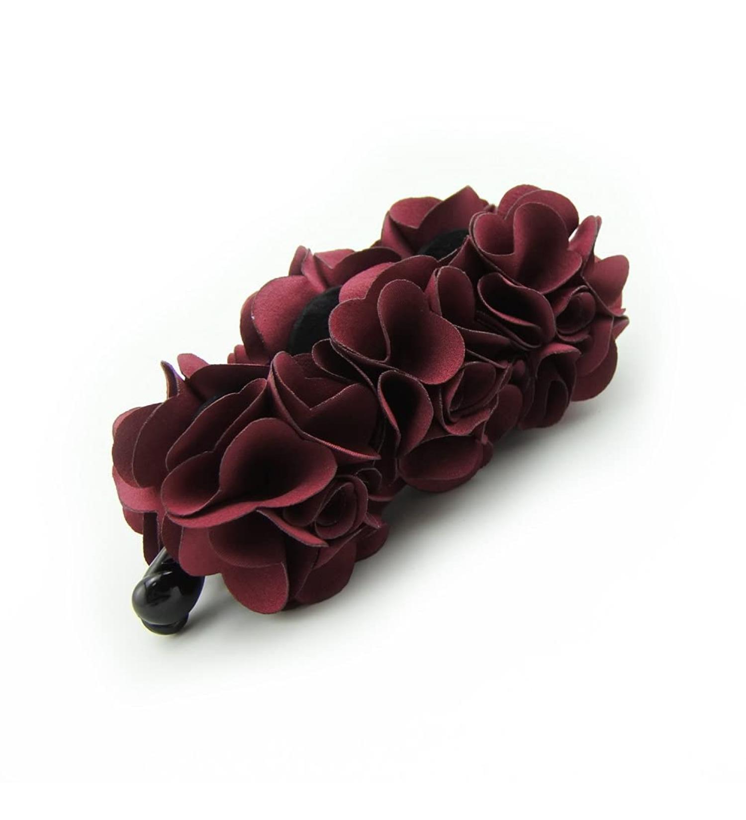 Meilliwish Noble Wedding Flower Hair Clip for Women - Beautiful Banana Style in Wine Red - Buy Online on GoSupps.com