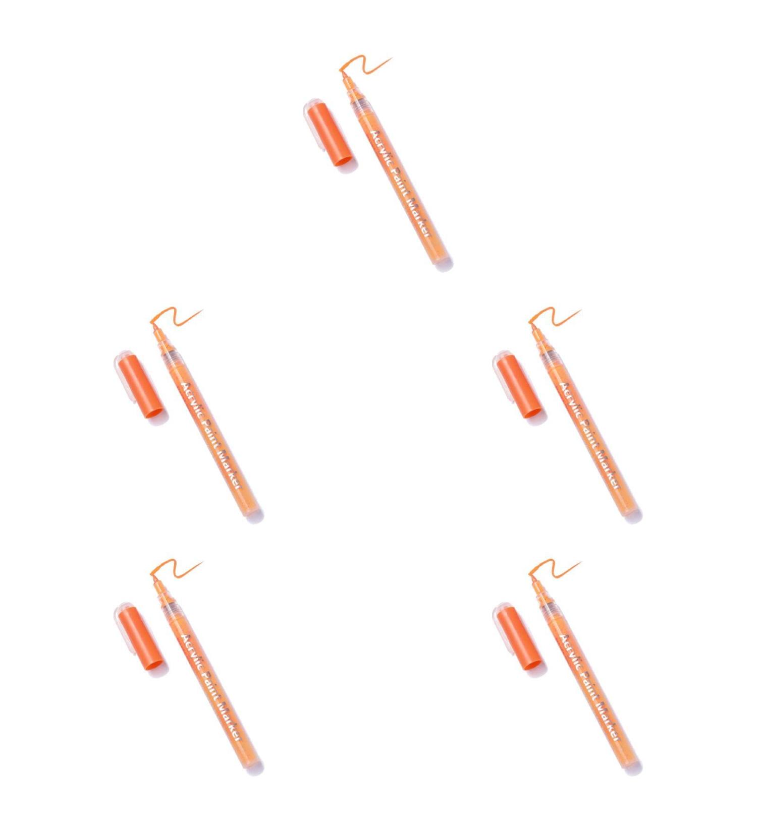 Unizhouxi Nail Painting Pen Labor-saving Grip Comfortable Nail Art Pen Drawing Painting Liner Brush for Female Orange 5Pcs