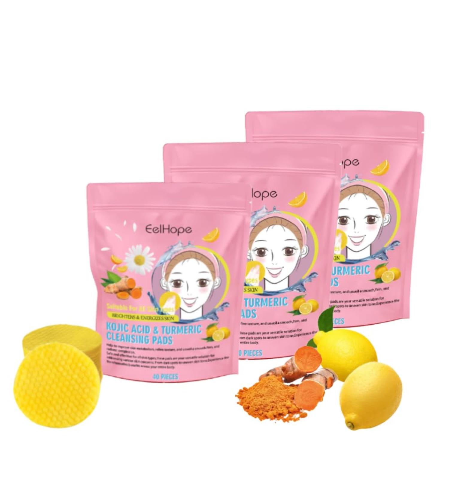 Turmeric Kojic Acid Cleansing Pads for Dark Spots - All-Natural Exfoliating Face Pads | Deep Cleanse & Refresh | 120 Count - Buy Online on GoSupps.com