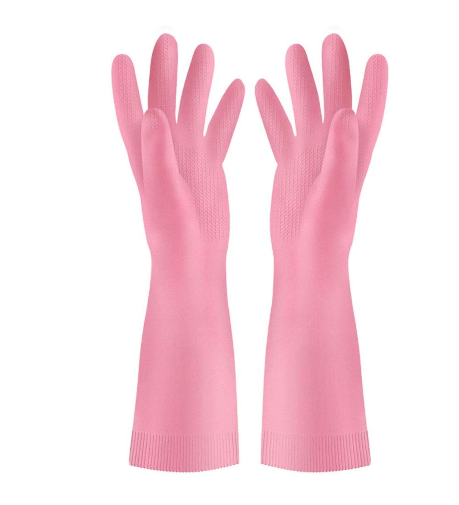 SEPTAM Cleaning Gloves Rubber gloves glove kitchen pink (29 cm) dishwashing pot household velvet non-slip protective hand - Buy Online on GoSupps.com