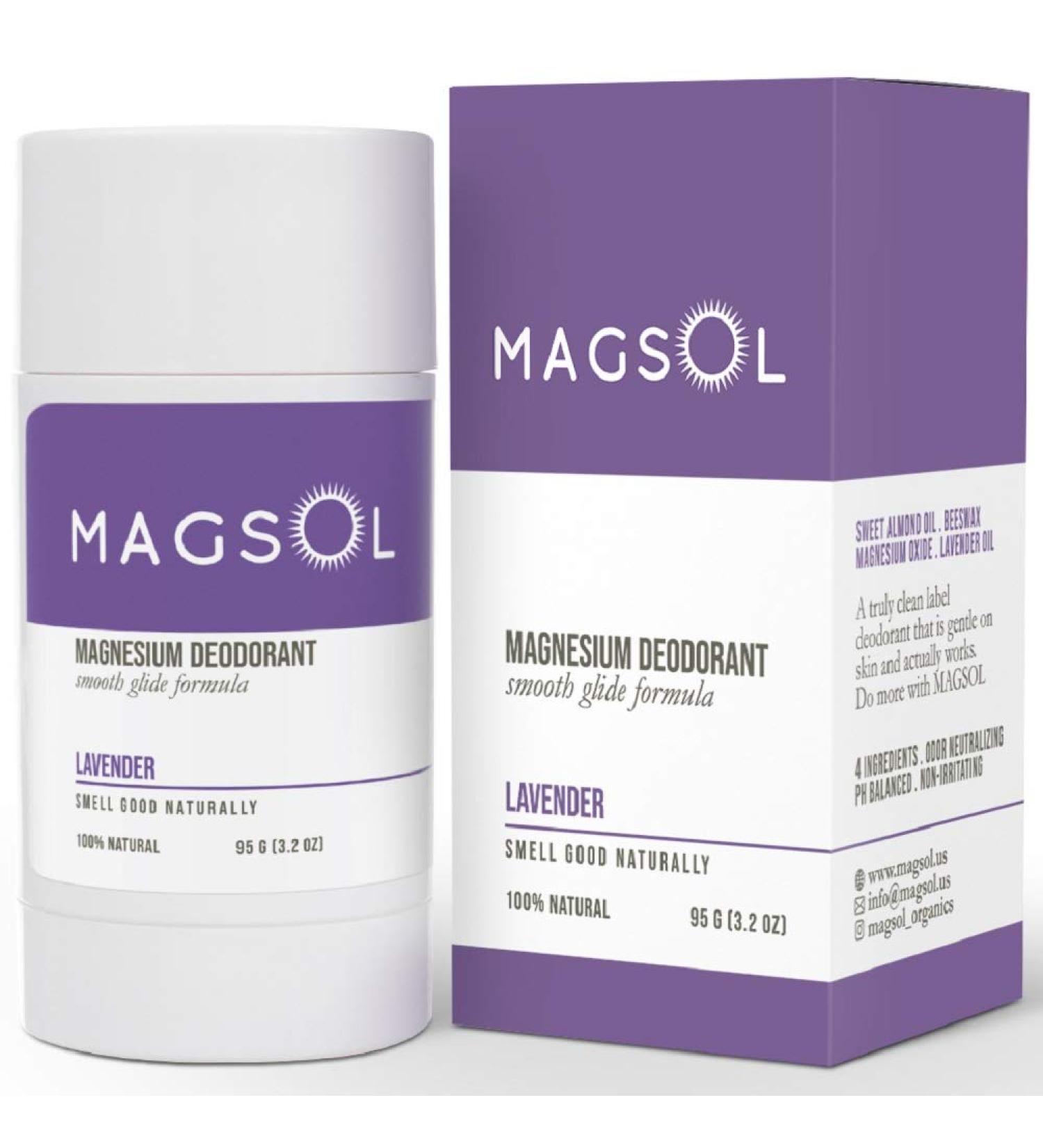 Magsol Lavender Magnesium Deodorant 3.2 oz - Natural & Long-Lasting Odor Protection - Buy Online on GoSupps.com
