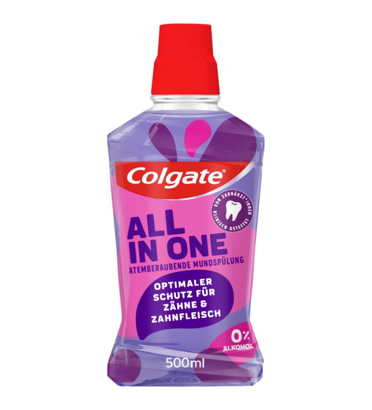 Colgate Mouthwash All in One 500ml - Antibacterial Oral Care for Freshness & Caries Protection - Alcohol-Free - Buy Online on GoSupps.com