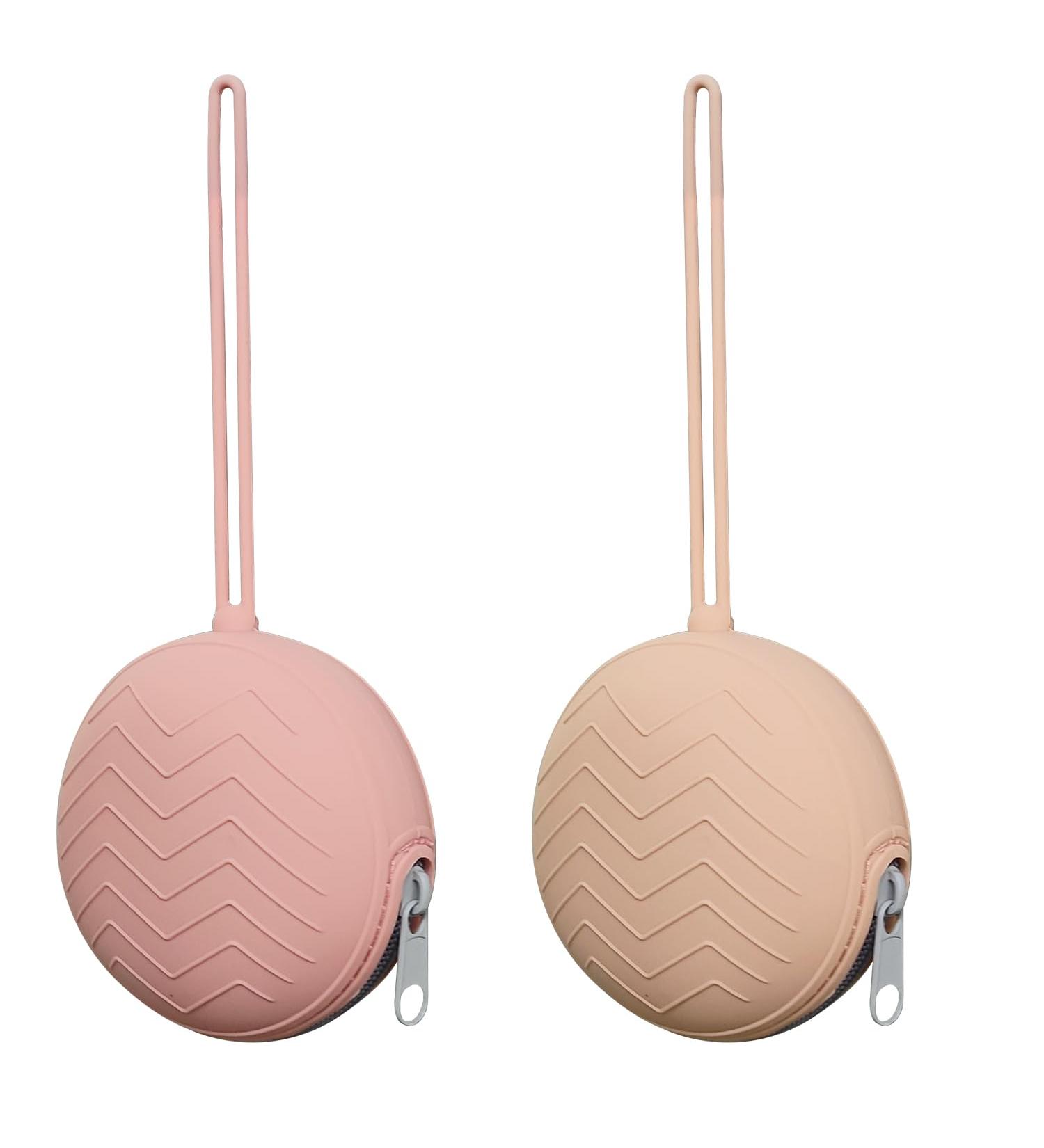 TBusingoto Silicone Pacifier Bag - Waterproof & Portable 2PCs Storage Box for 2 Pacifiers (Apricot + Beans Paste) - Ideal for Travel & Parents - Buy Online on GoSupps.com