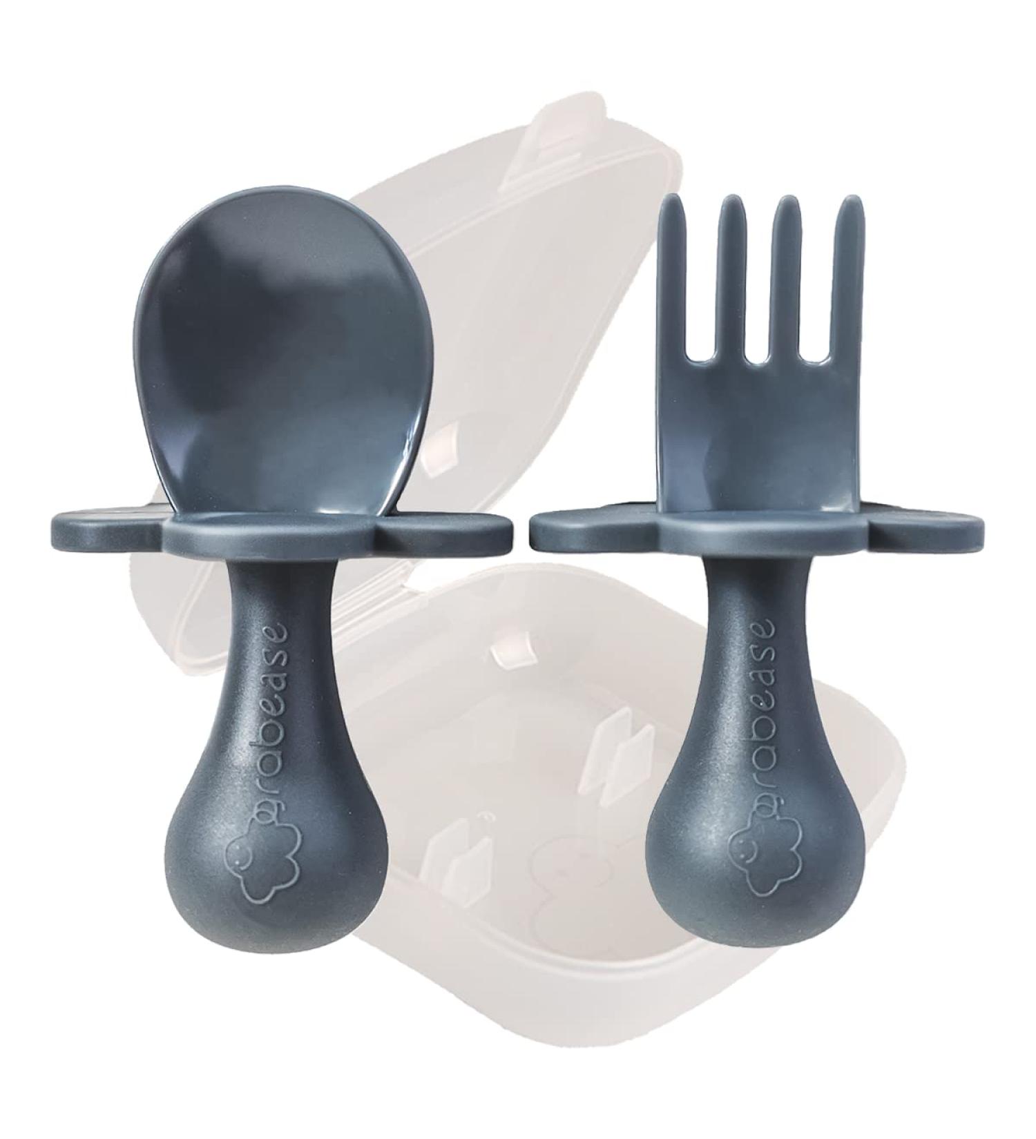 Grabease Toddler Utensils - Self Feeding Baby Forks, BPA-Free, Phthalate-Free - 1 Set Gray - Buy Online on GoSupps.com